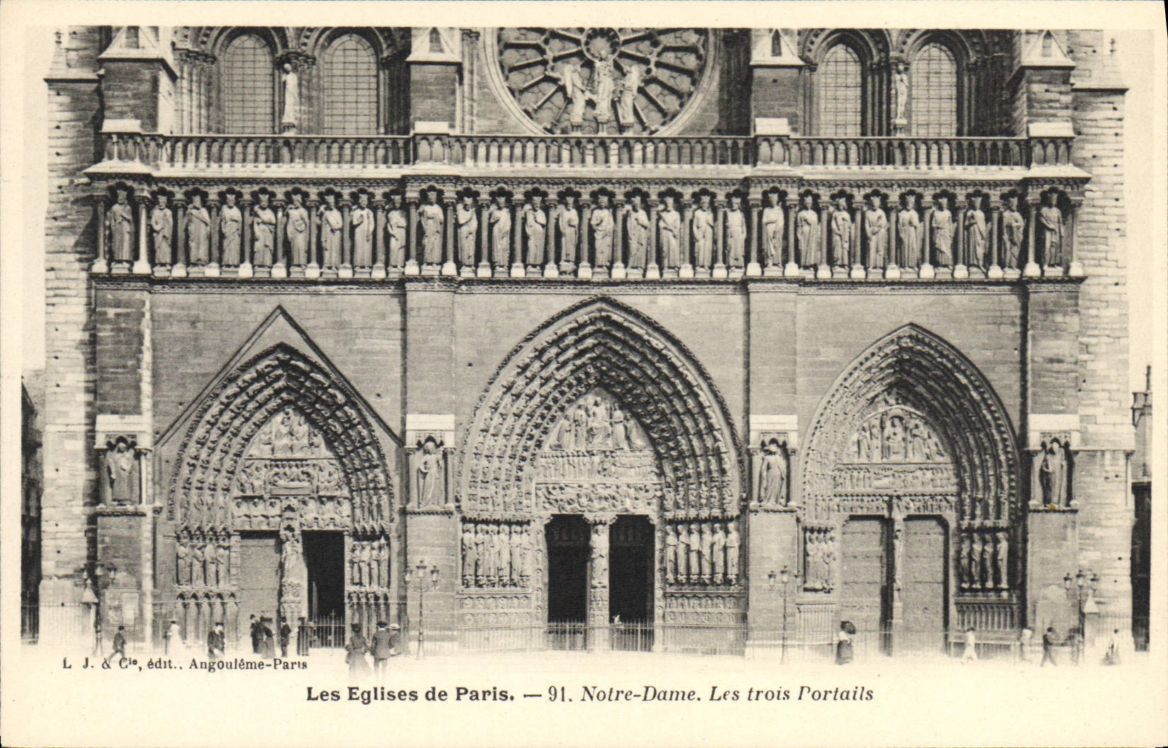VINTAGE POSTCARD Paris the Notre Dame Churches Three Gates