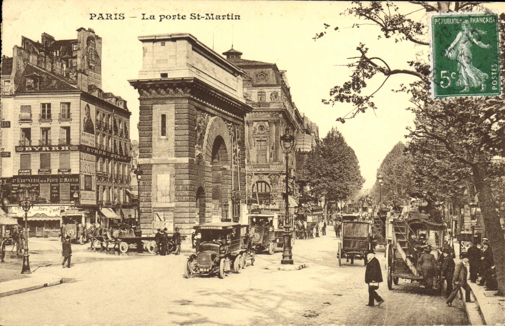 VINTAGE POSTCARD Paris the Gate St Martin