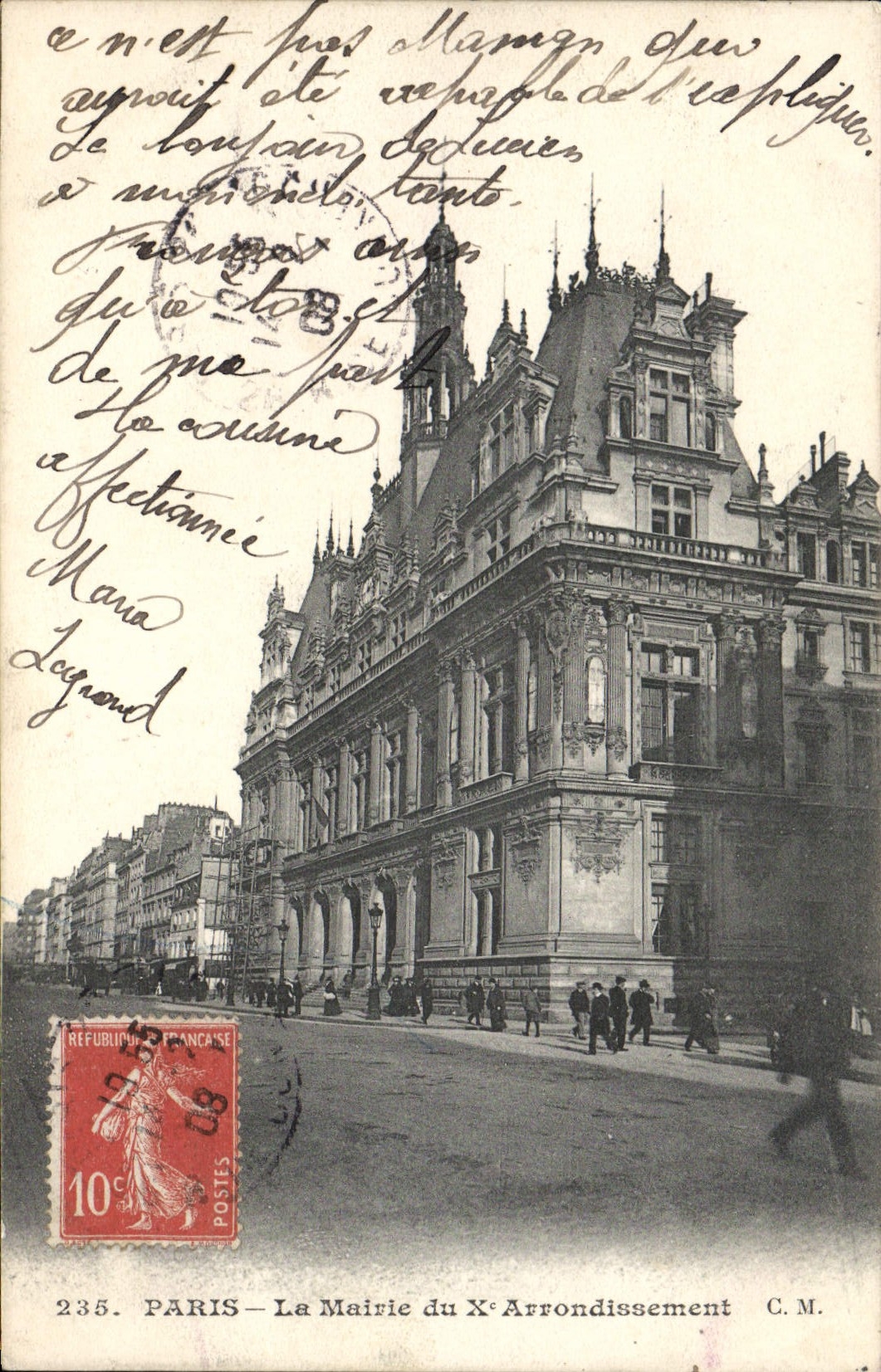 VINTAGE POSTCARD Paris the Marie Of the 10th District