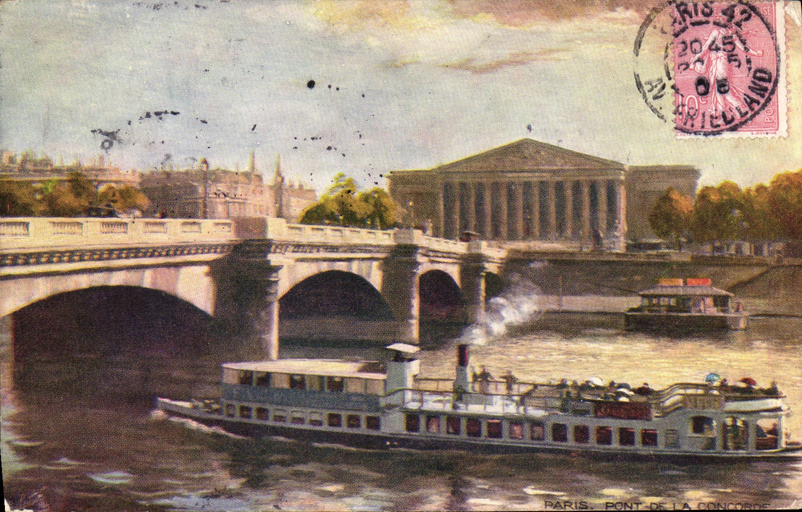 CPA Paris Pont de la Concorde Bateau Peniche