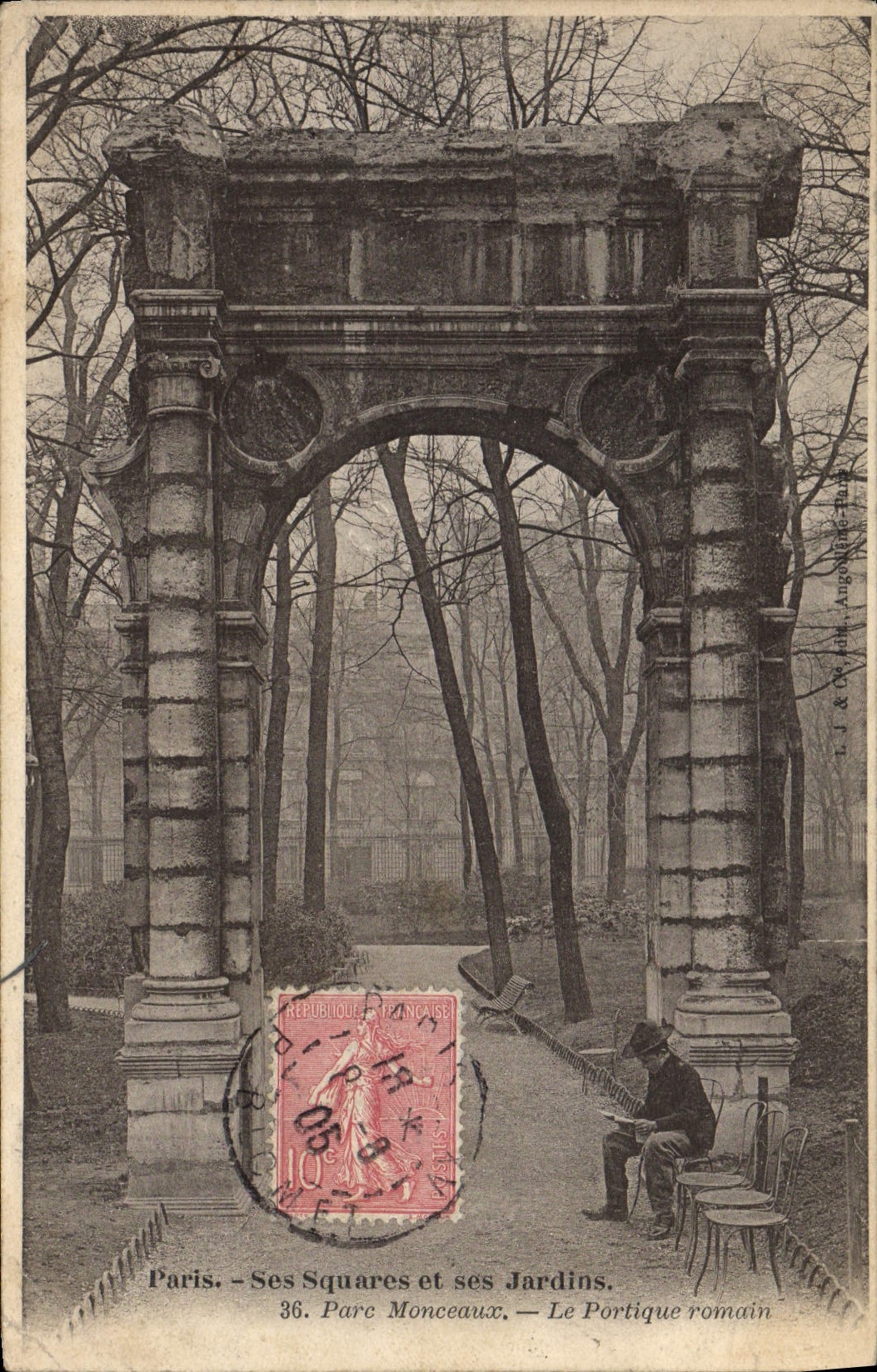 VINTAGE POSTCARD Paris Its Public gardens and its Gardens Park Heap the Roman gantry