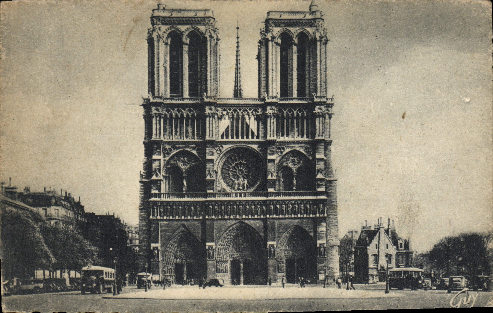 VINTAGE POSTCARD Paris Cathedral of Notre Dame and the square