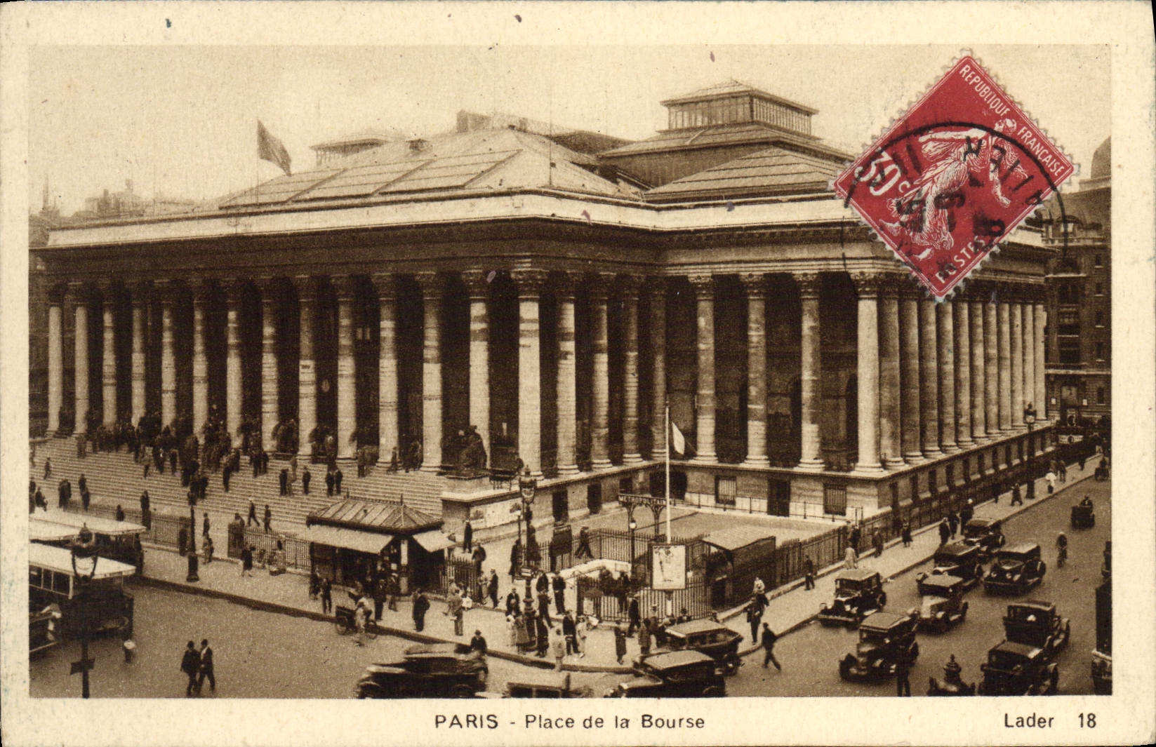 VINTAGE POSTCARD Paris Places Stock Exchange