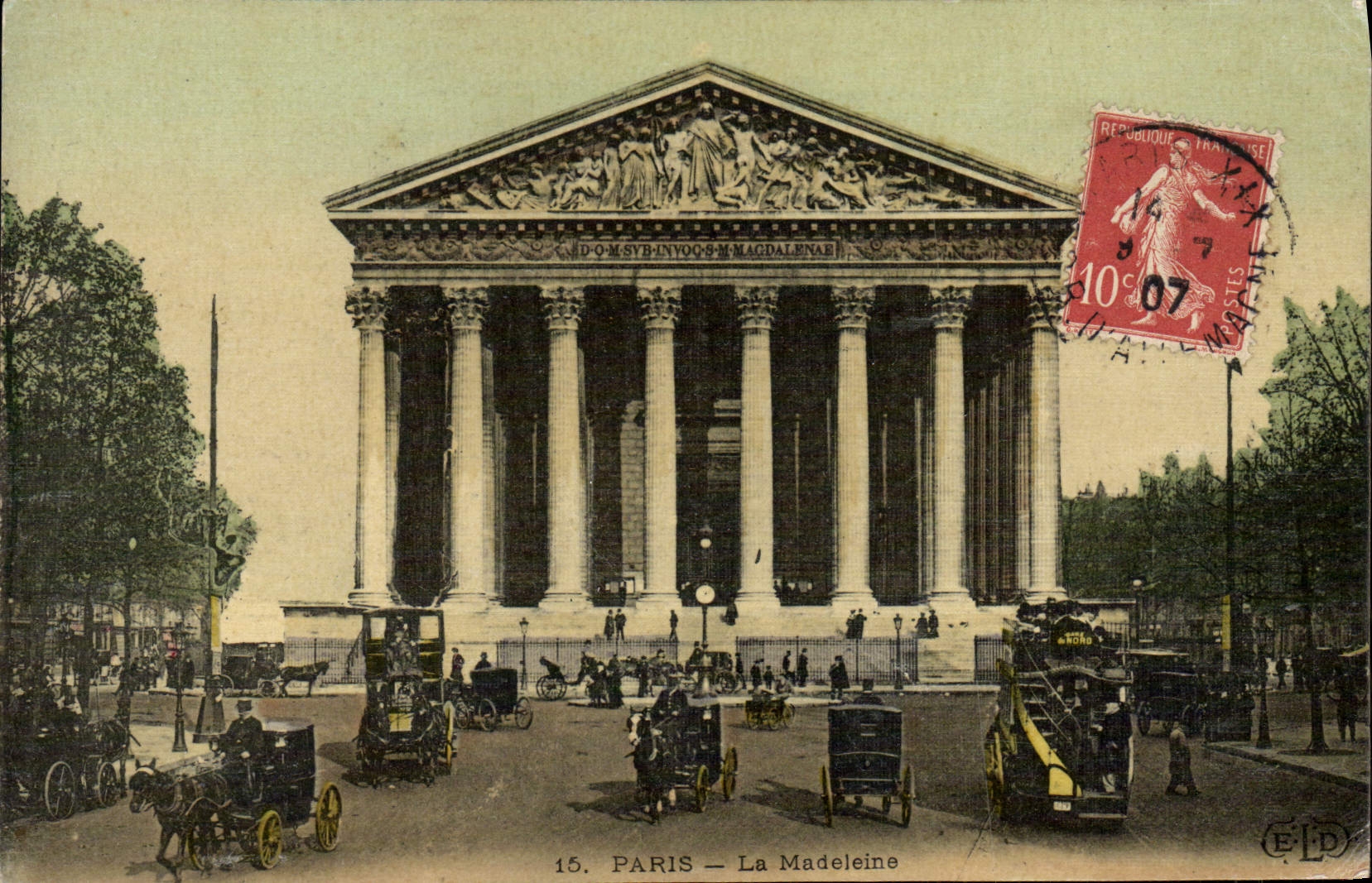 VINTAGE POSTCARD Paris the Madeleine (chart toilee)