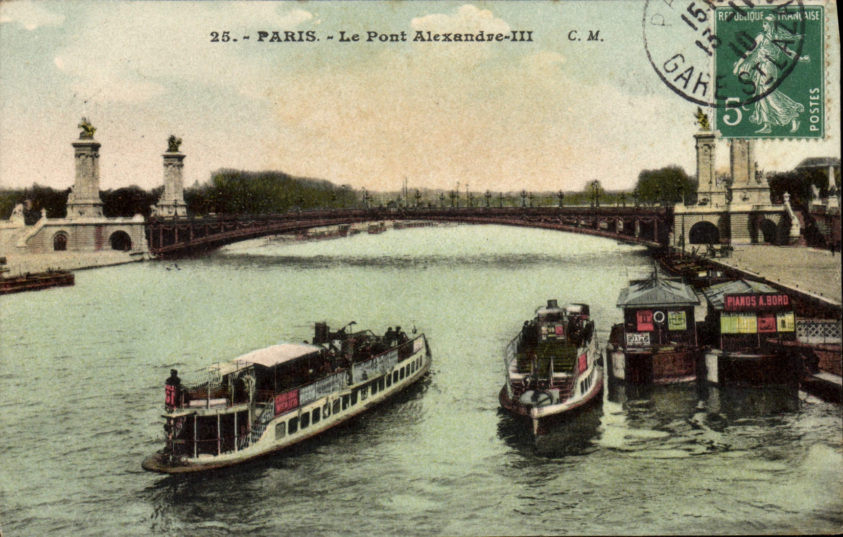 CPA Paris Le Pont Alexandre III Bateaux Peniche 