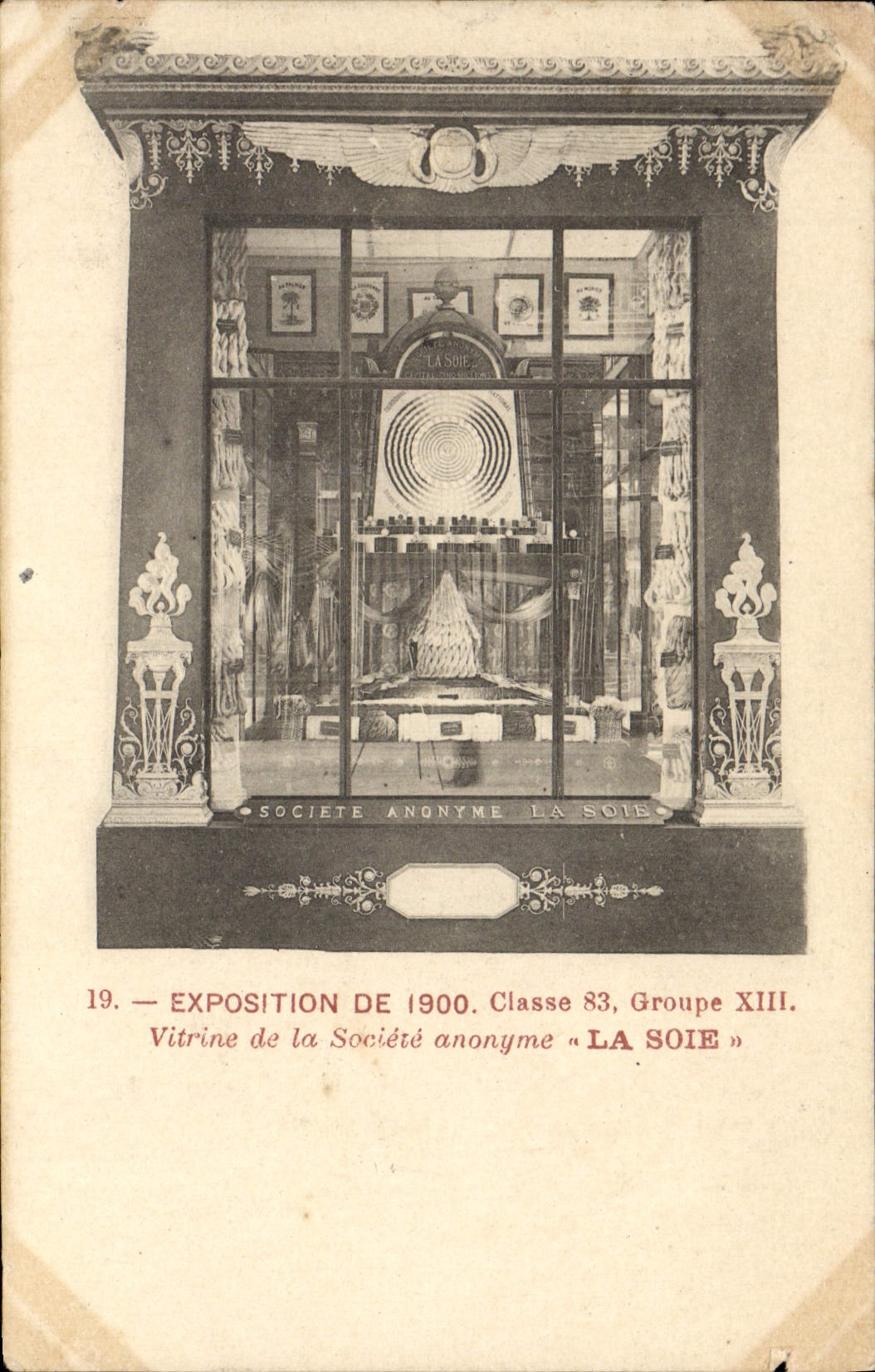 VINTAGE POSTCARD Paris Fair Of 1900 Window of the public limit company Silk