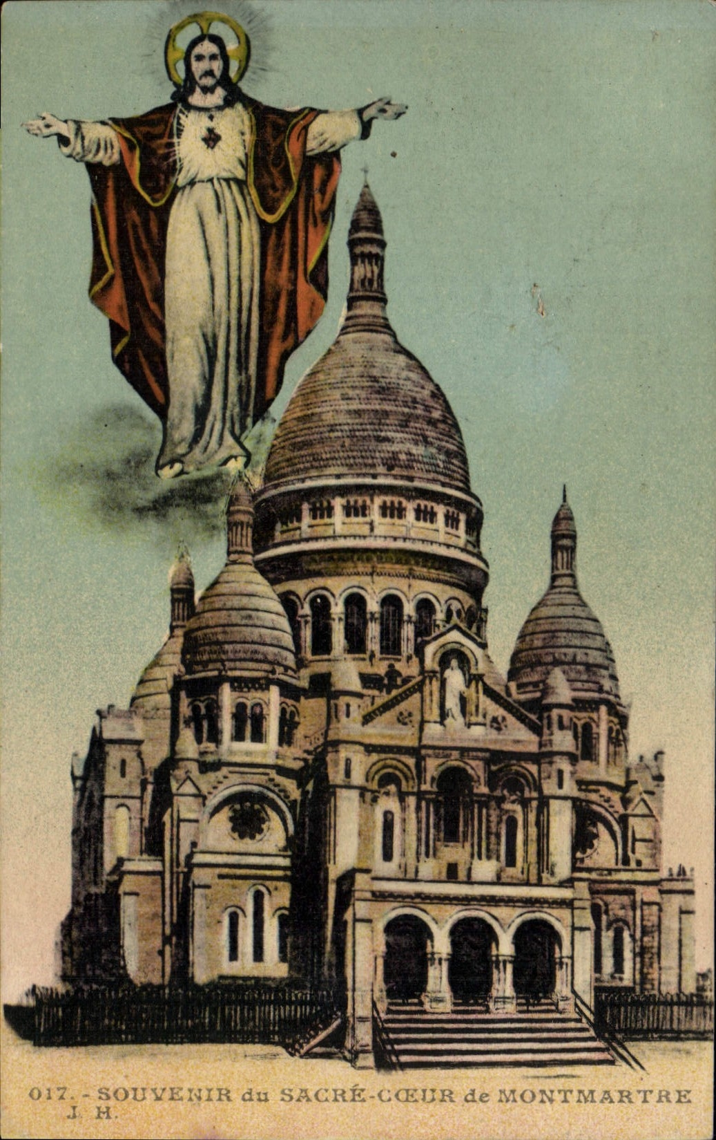 VINTAGE POSTCARD Paris Crowns Heart of Montmrtre