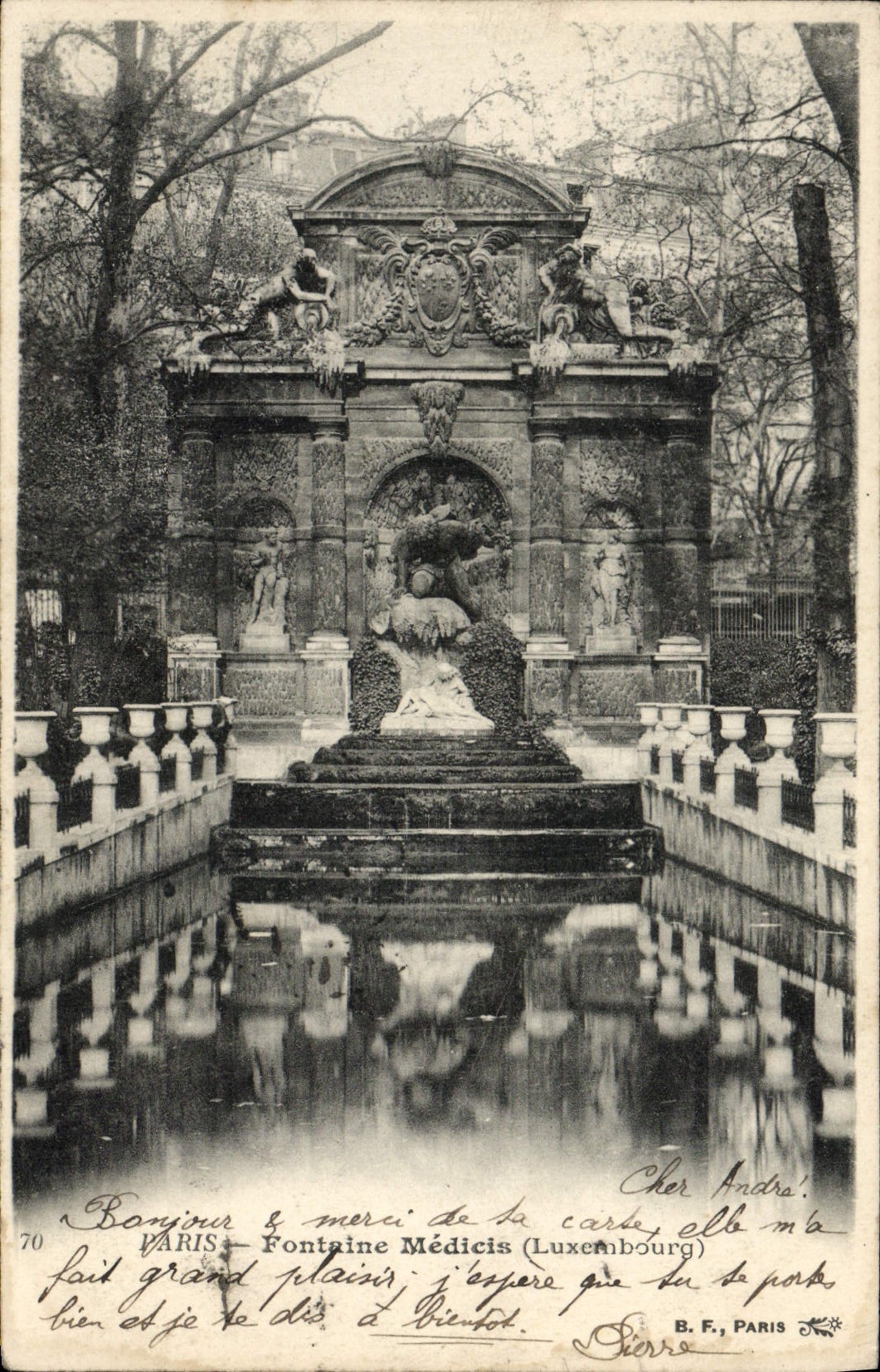 VINTAGE POSTCARD Paris Fountain Medicis Luxembourg