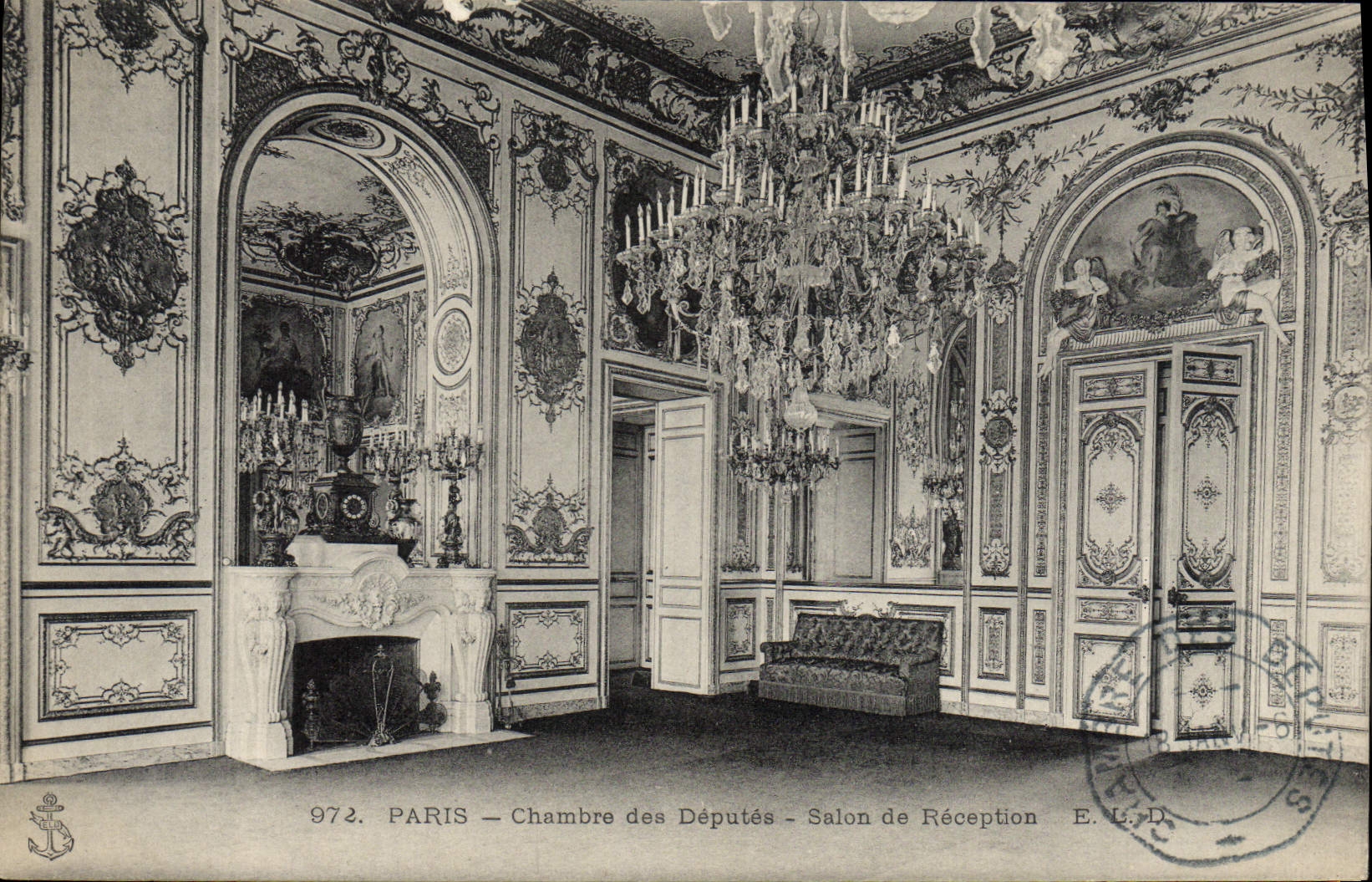 VINTAGE POSTCARD Paris House of Commons Reception room