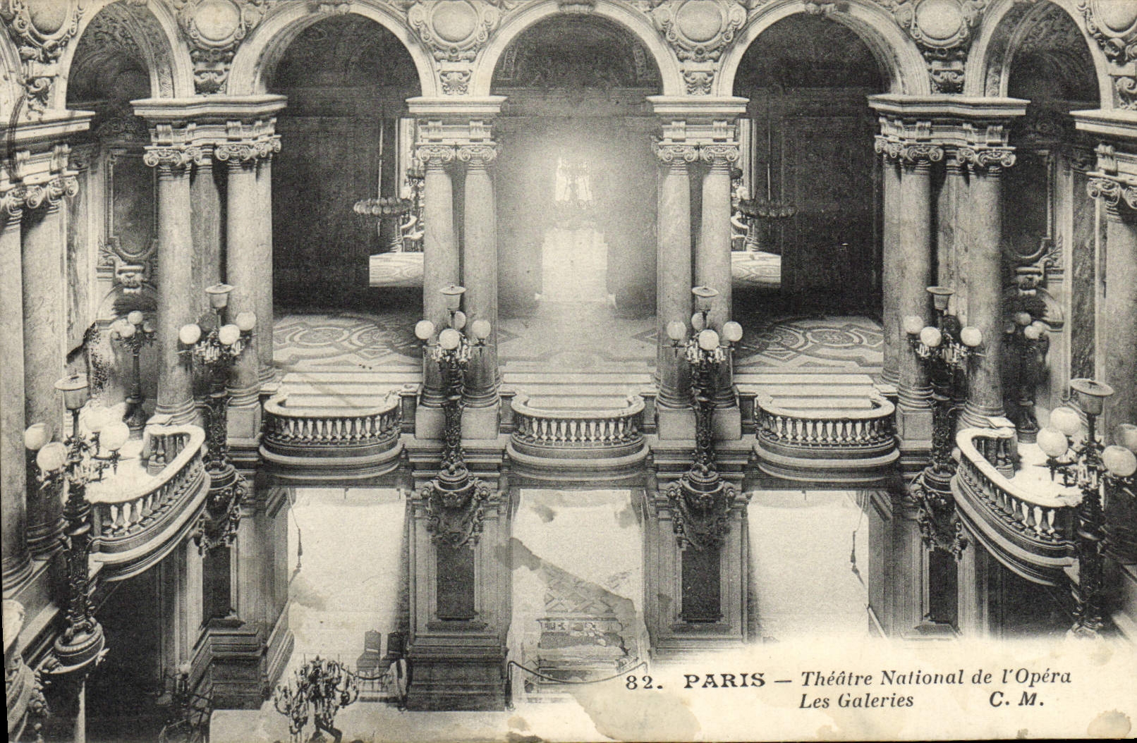 VINTAGE POSTCARD Paris National theater of the Opera galleries