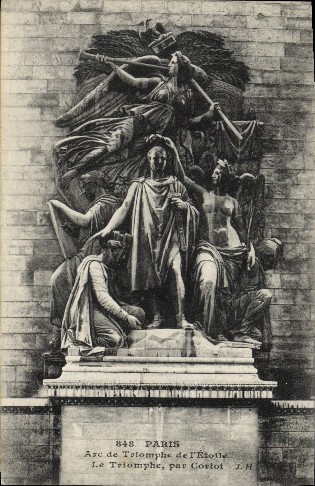 POSTAL París de la VENDIMIA Arc de Triomphe Etoile del triunfo de Cortot