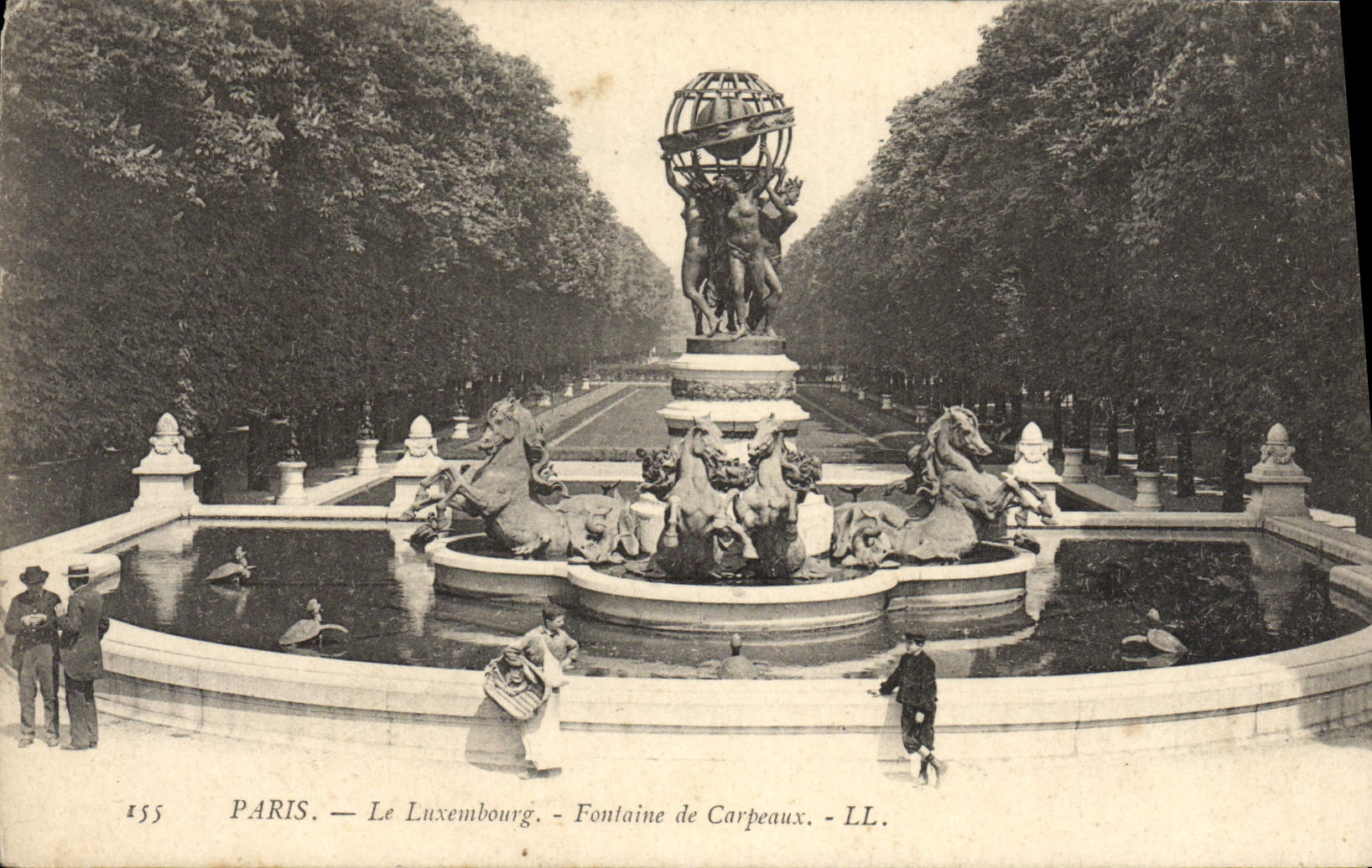 VINTAGE POSTCARD Paris Luxembourg Fountain of Carpeaux