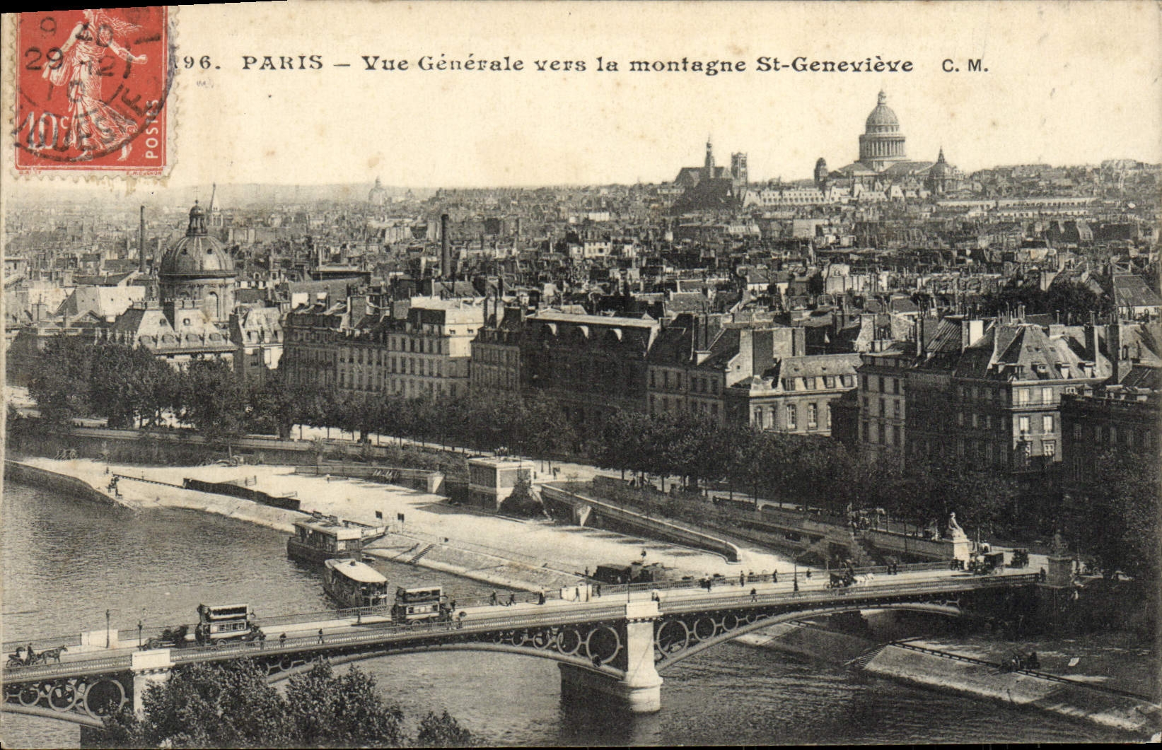 Opinión de París de la POSTAL de la VENDIMIA hacia montana el St Genevieve
