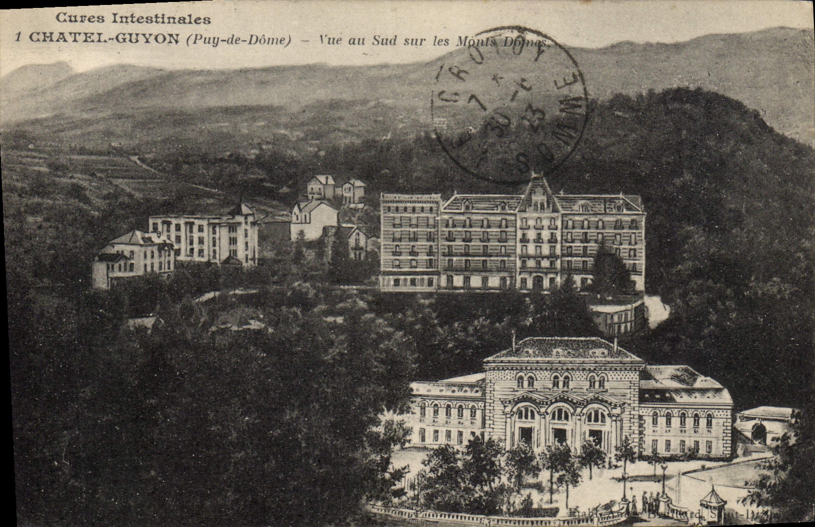 POSTAL Chatel Guyon de la VENDIMIA visto en el sur en las bóvedas de los montajes