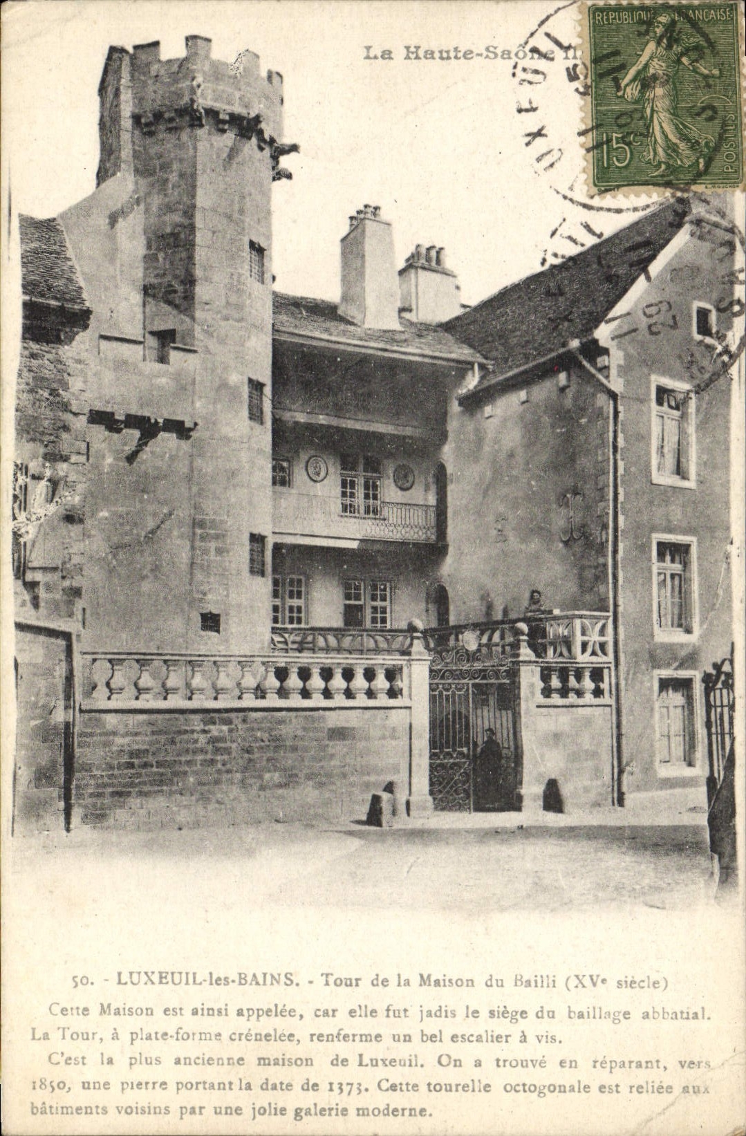 VINTAGE POSTCARD Luxeuil les Bains Tower of the house of the Baillif