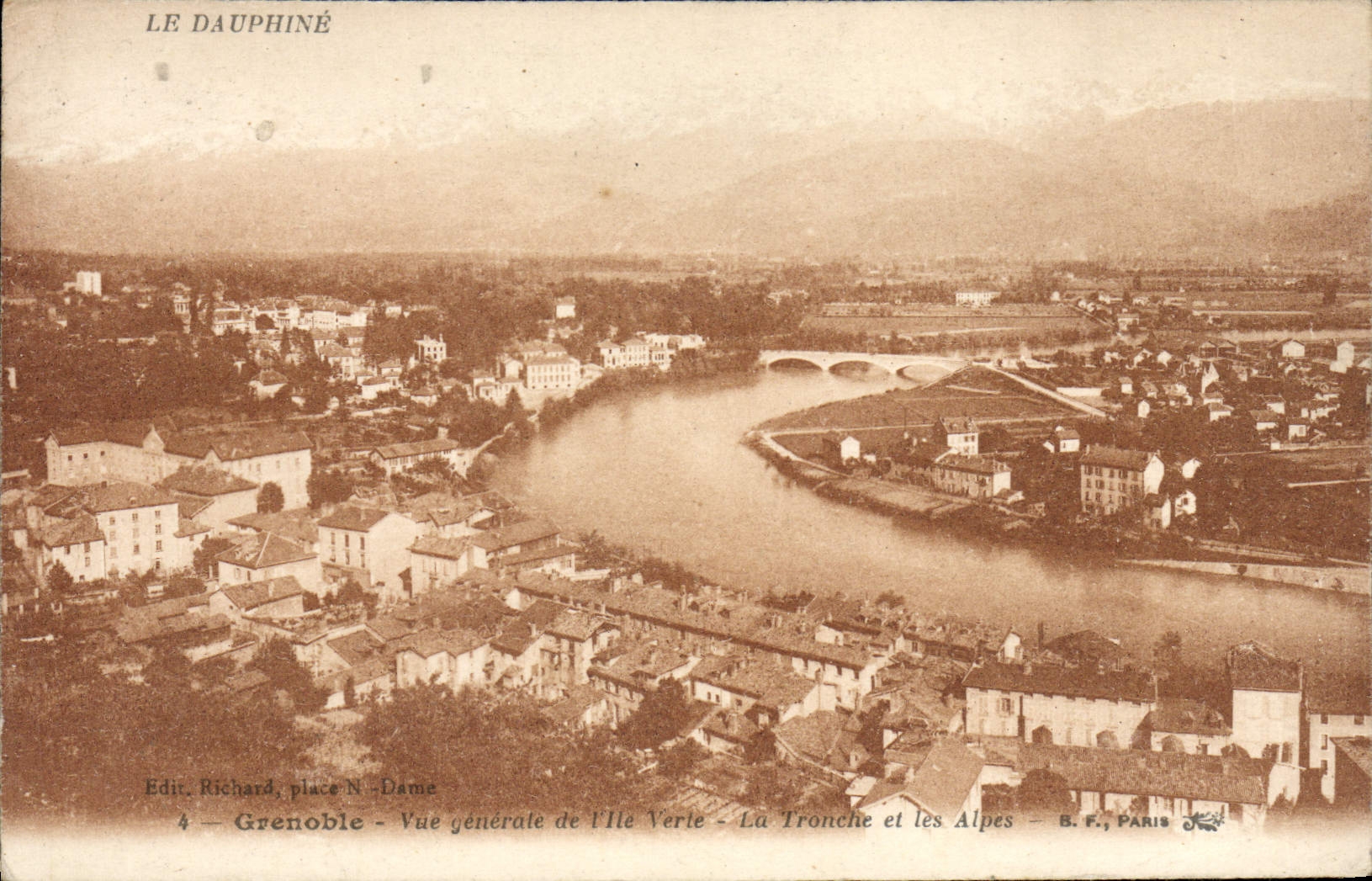 CPA Grenoble Vue Generale de l'Ile Verte La Tronche et les alpes
