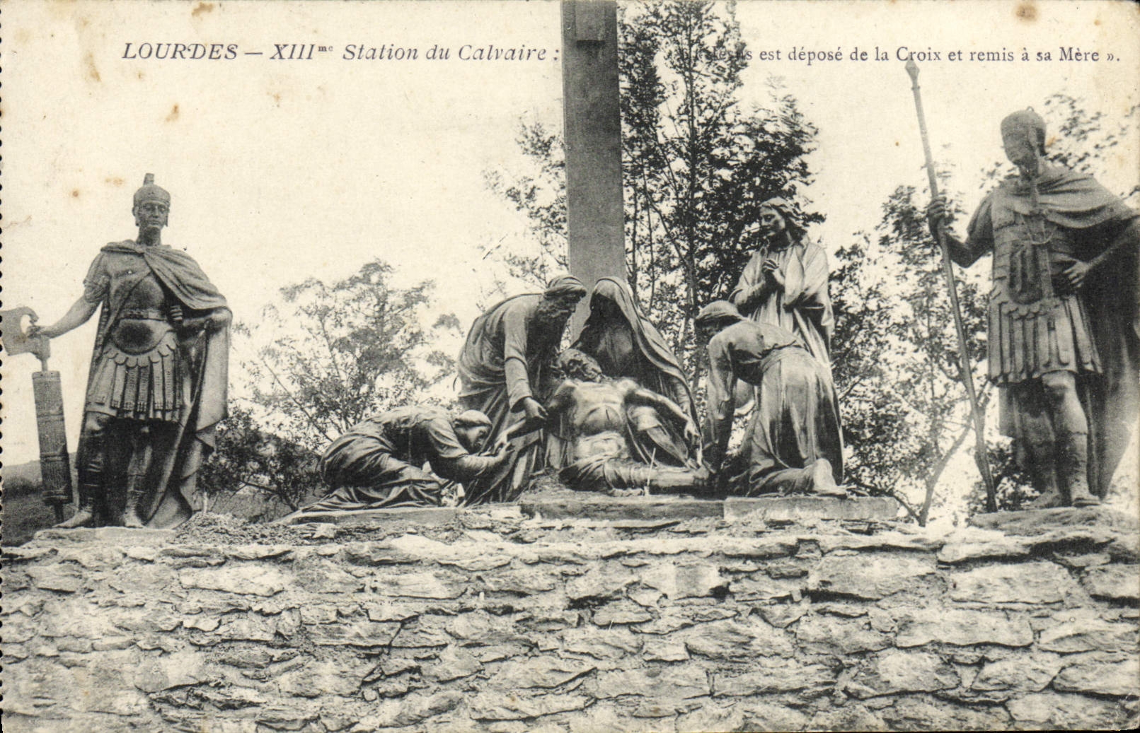 VINTAGE POSTCARD Heavy 13th Station of the Martyrdom