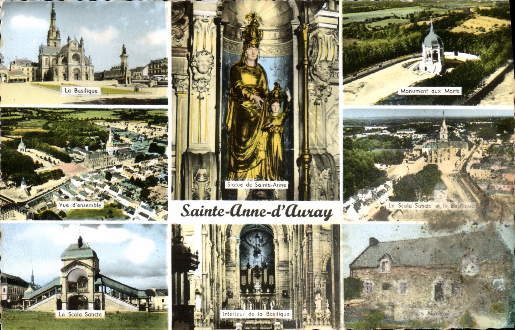 POSTAL MODERNA Sainte monumento de la guerra de los lugares sagrados del La Scala de la basílica del cuadro total de Auray del d de Anne