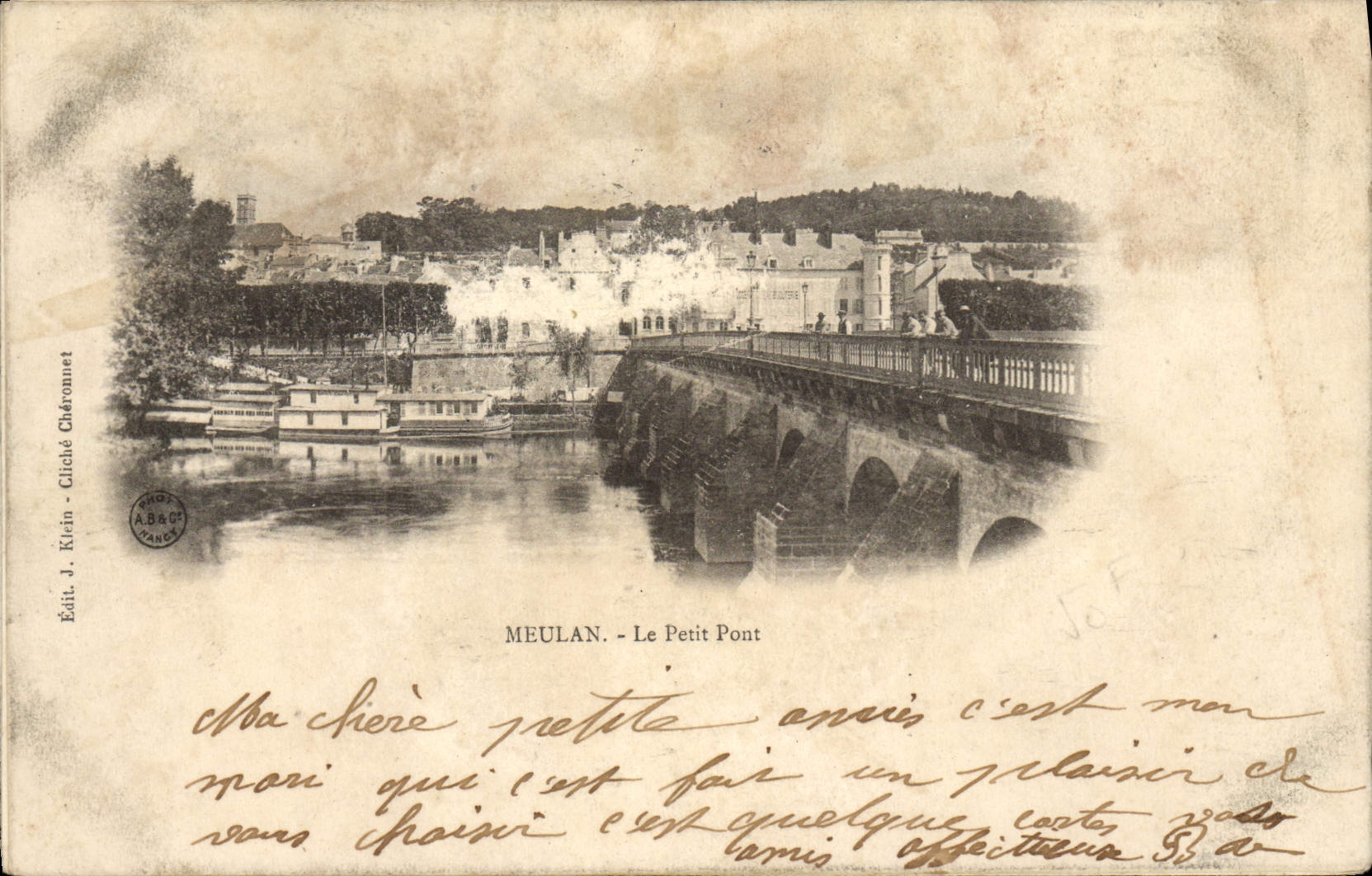 VINTAGE POSTCARD Meulan the Small Bridge