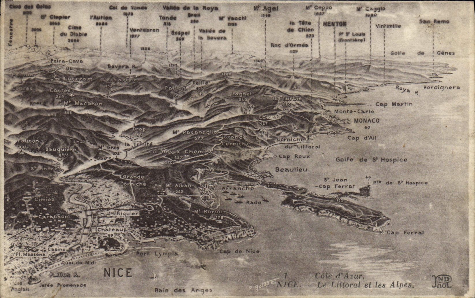 CPA Nice Le littoral et les Alpes