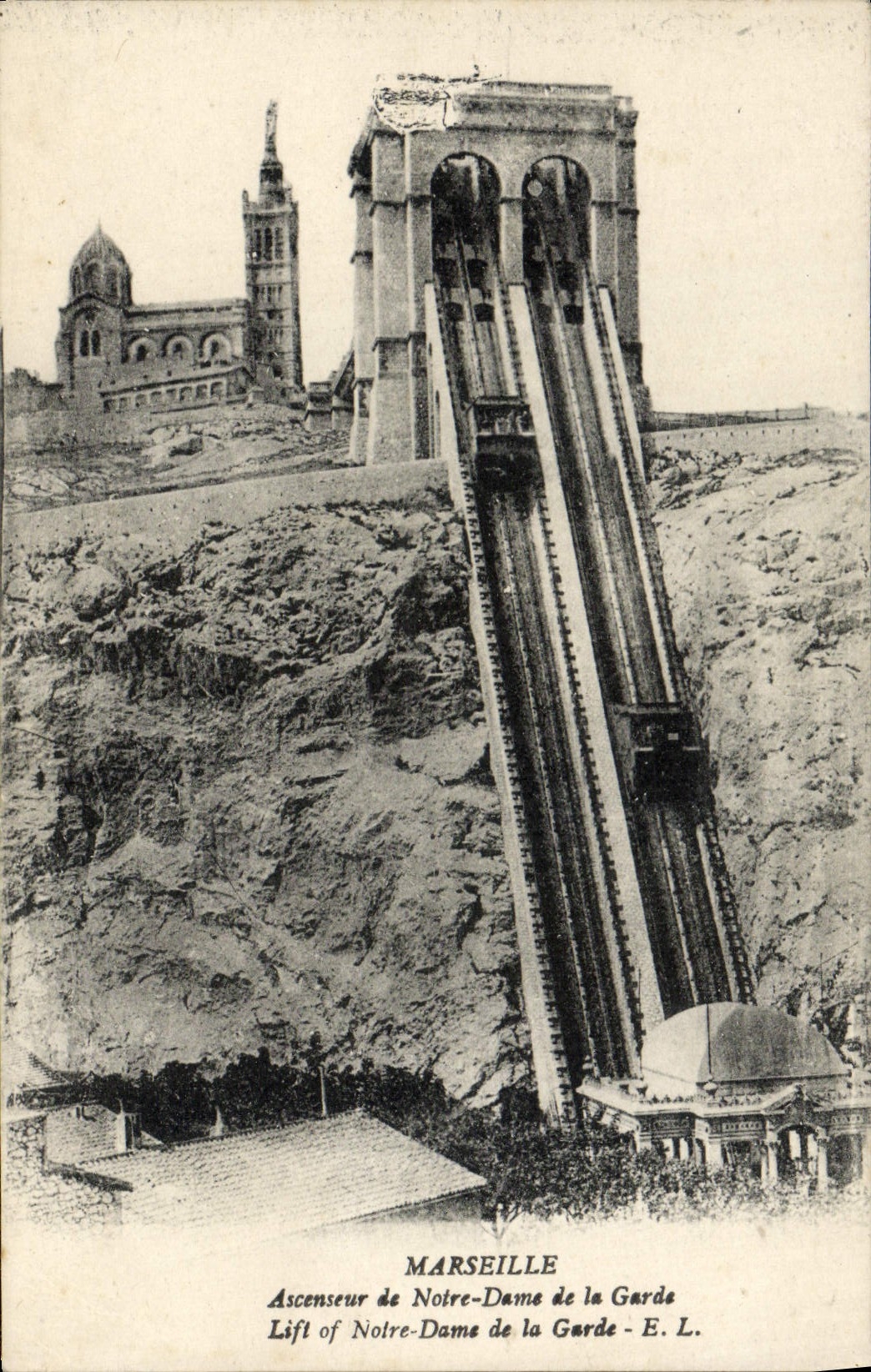CPA Marseille Ascenseur de Notre Dame de la Garde 