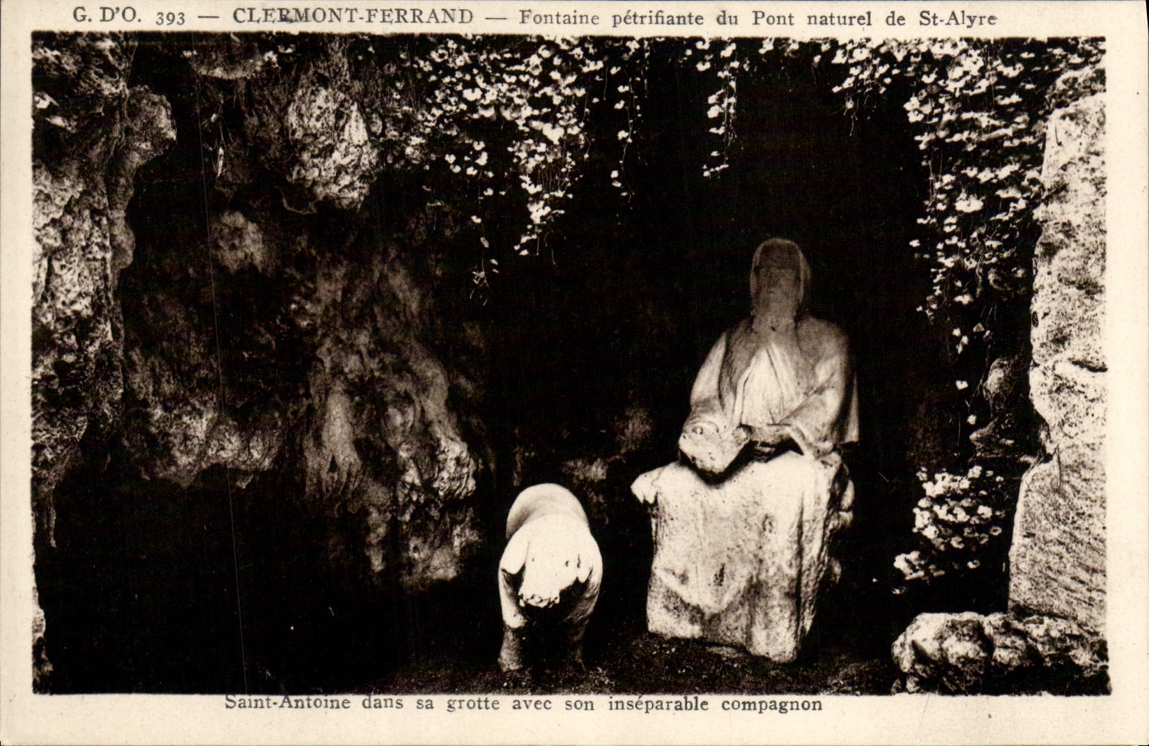Fuente petrifying de Clermont-Ferrand de la POSTAL de la VENDIMIA del puente natural del cerdo del St Alyre