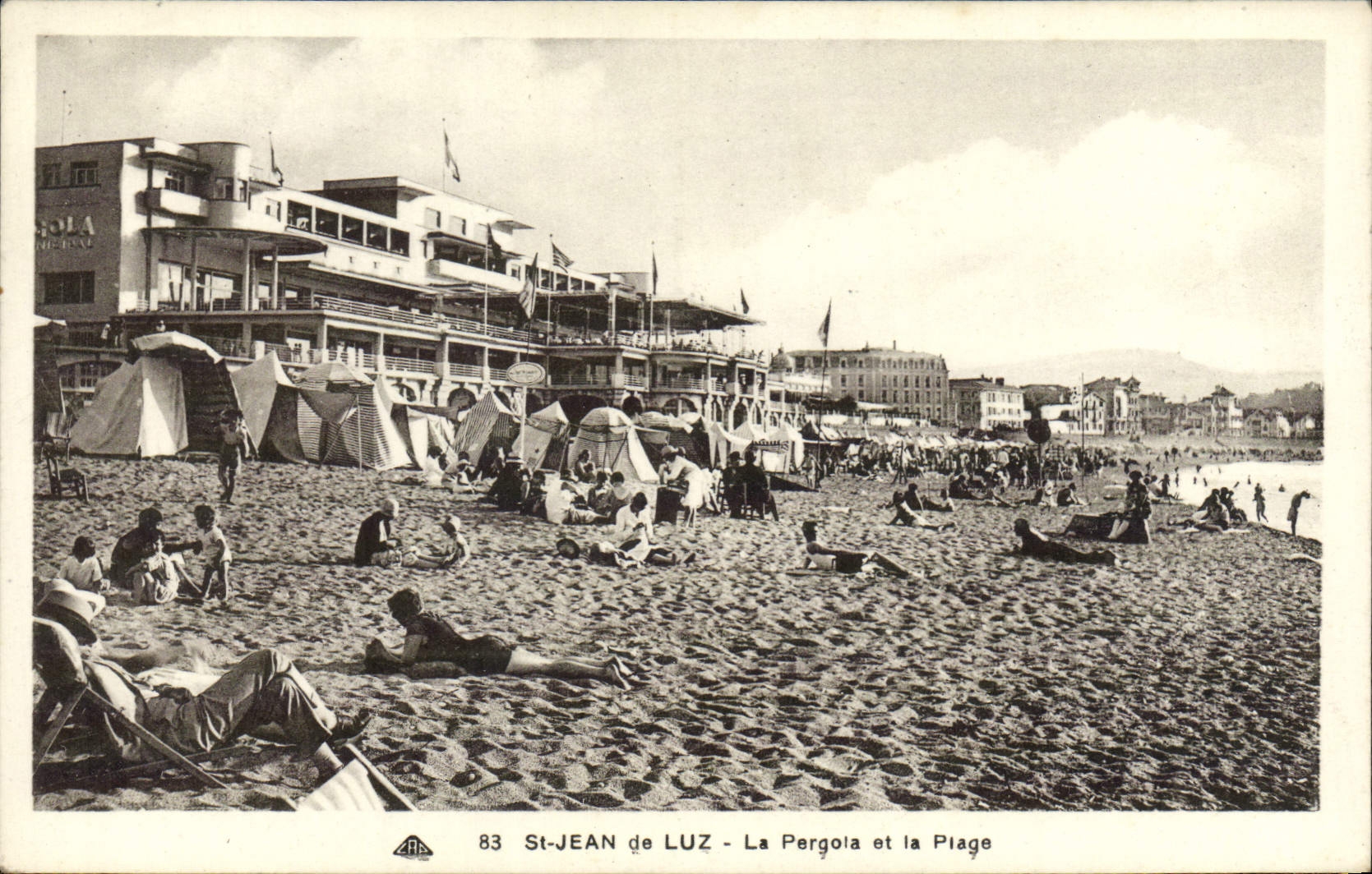 VINTAGE POSTCARD St Jean de Luz the Pergola and the Beach