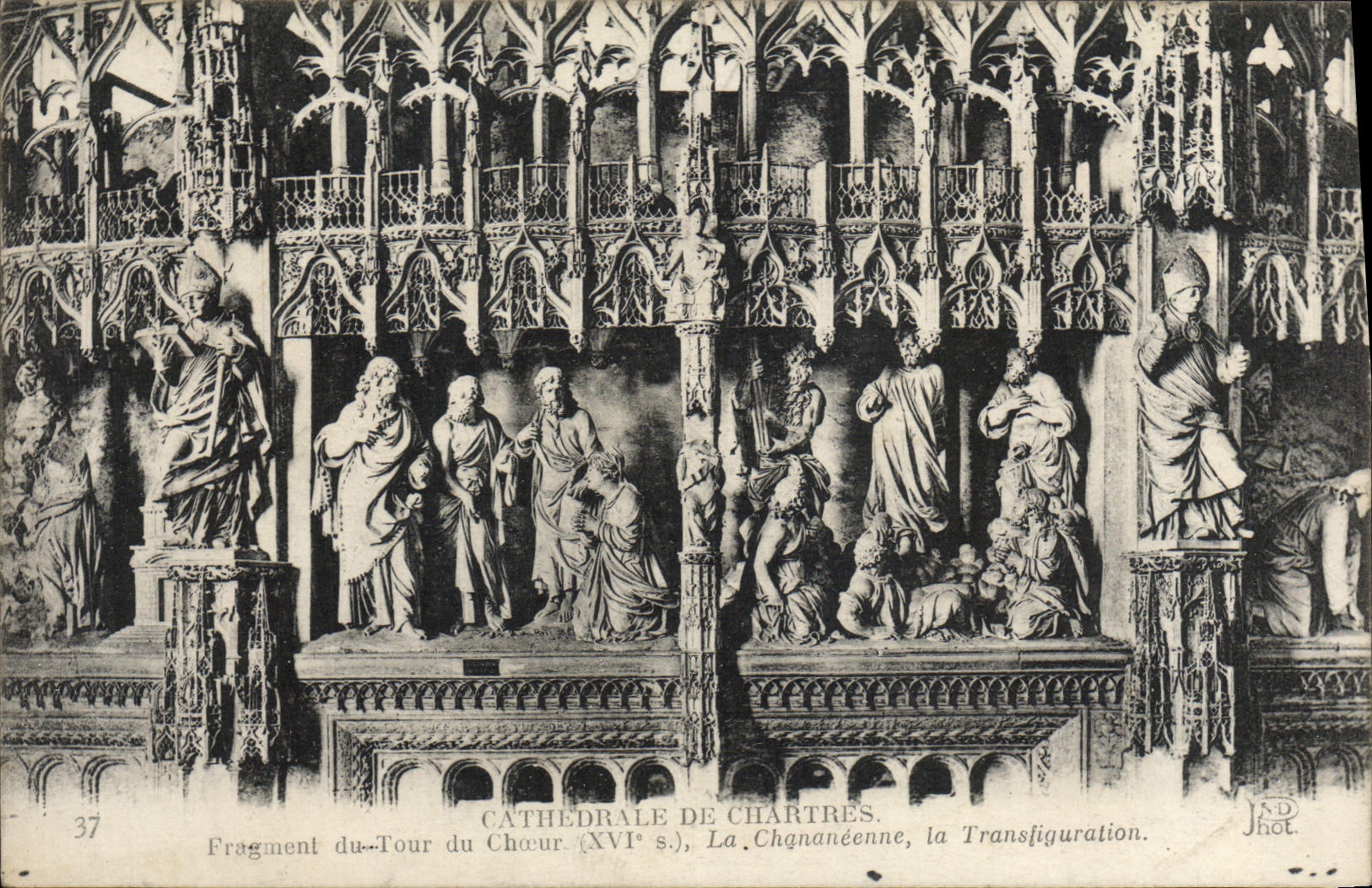 Catedral de la POSTAL de la VENDIMIA del fragmento de Chartres de la vuelta de la transfiguración de Chanaenne del estribillo