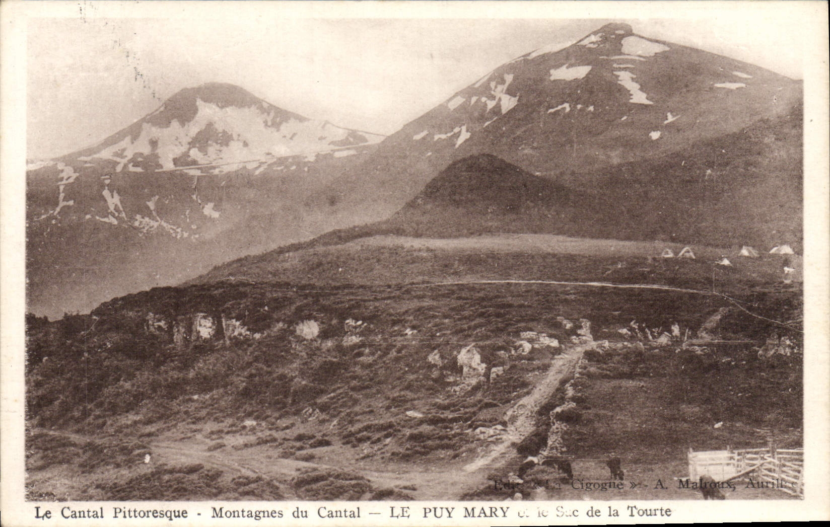 VINTAGE POSTCARD Picturesque Cantal Mountains Of the Cantal Puy Mary Bag of the Torta
