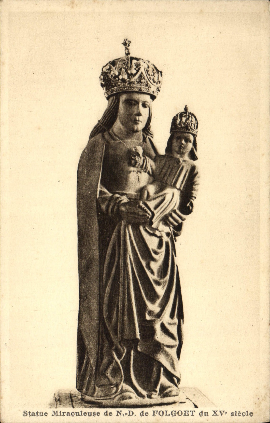 VINTAGE POSTCARD Miraculous ND Statue of Folgoet