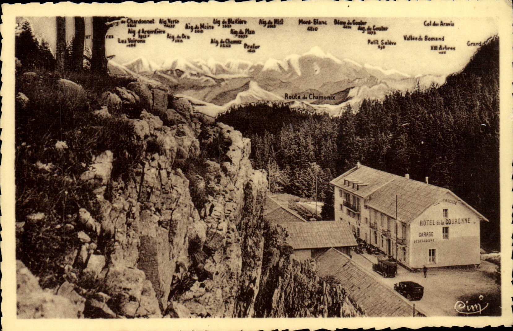 POSTAL MODERNA la hoz el hotel de la corona y de Mont Blanc