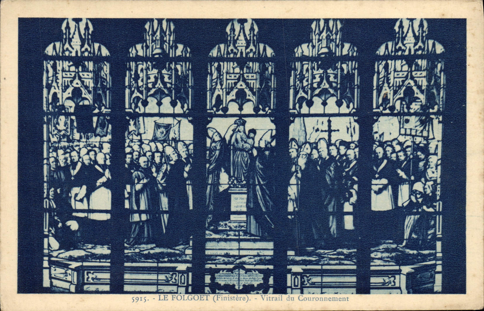 VINTAGE POSTCARD Folgoet Stained glass Of Crowning