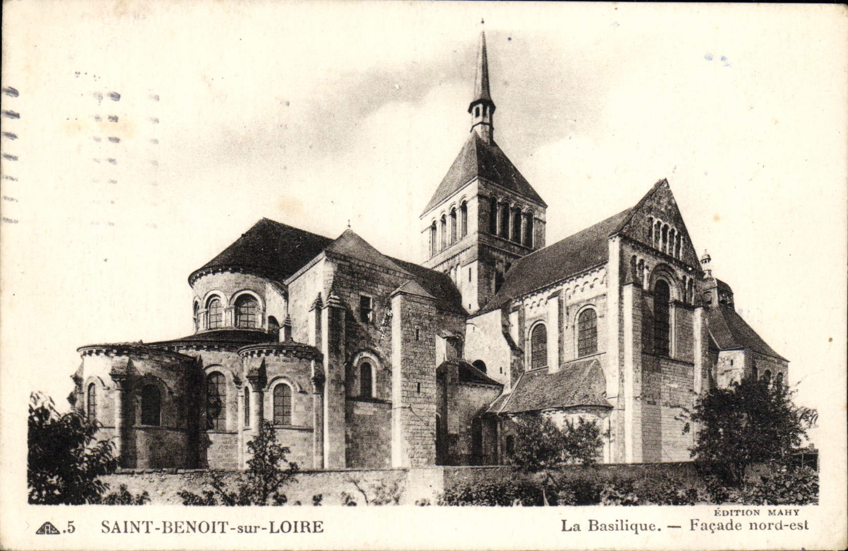 VINTAGE POSTCARD Saint Benoit On the Loire the Northern Basilica Frontage Is