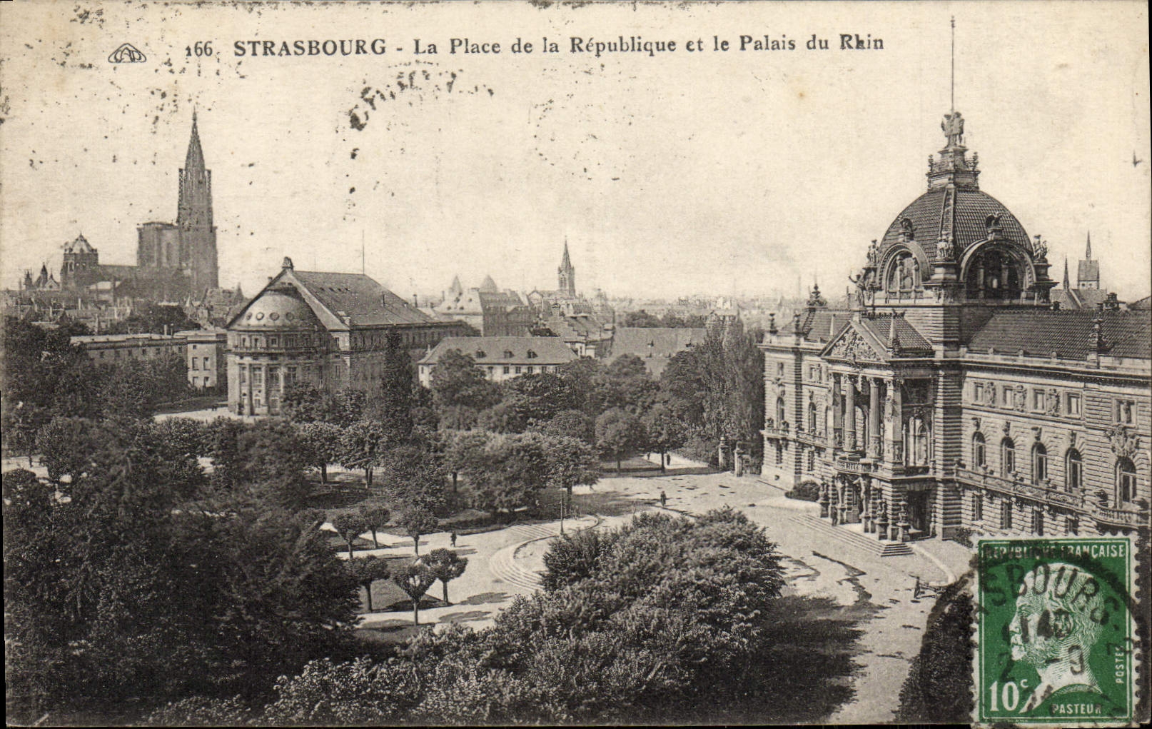 POSTAL Estrasburgo de la VENDIMIA el lugar de la república y el paladar del Rin