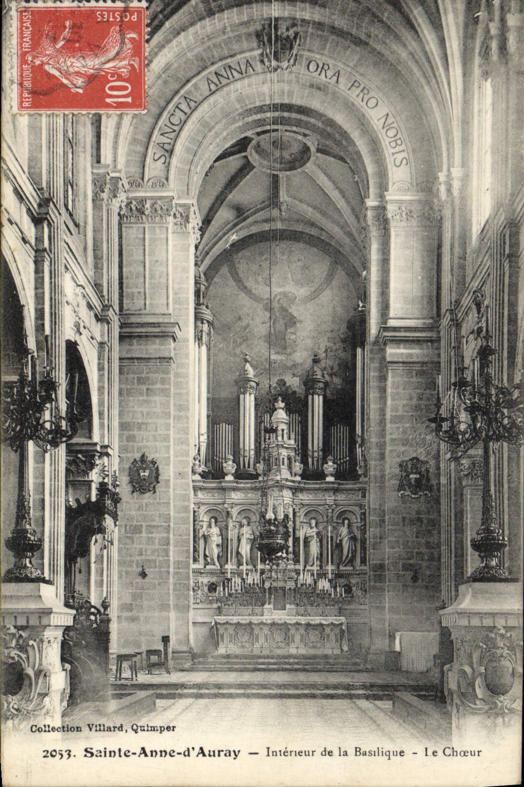 POSTAL Sainte Anne D Auray interior de la VENDIMIA de la basílica el órgano del estribillo