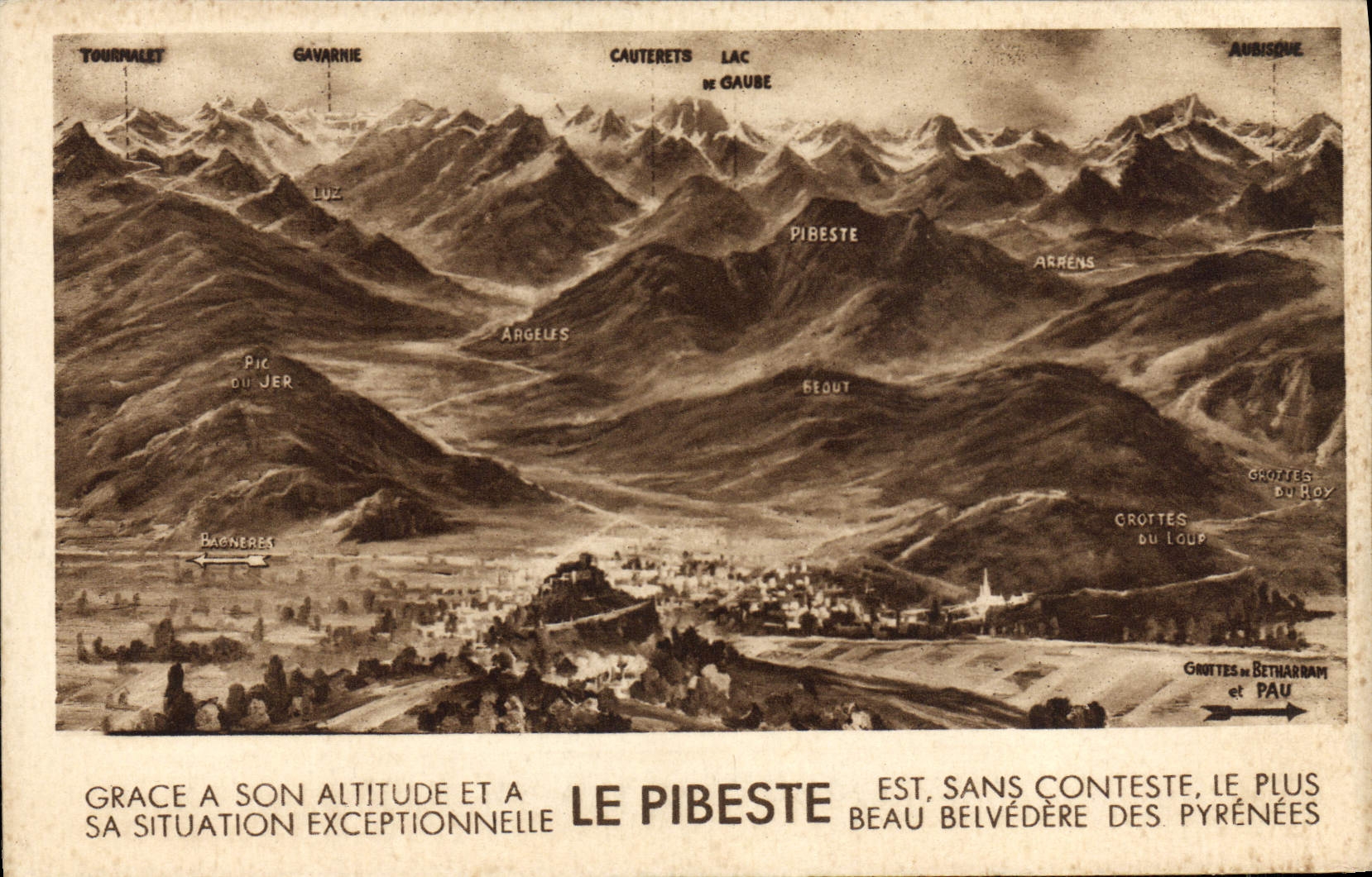 VINTAGE POSTCARD Pibeste the magic mountain Heavy Pibeste