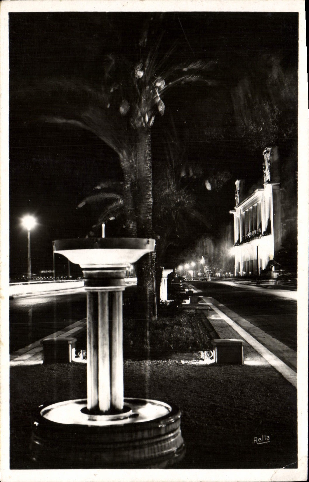 POSTAL MODERNA Niza la noche la caminata del inglés y del paladar del mediterráneo