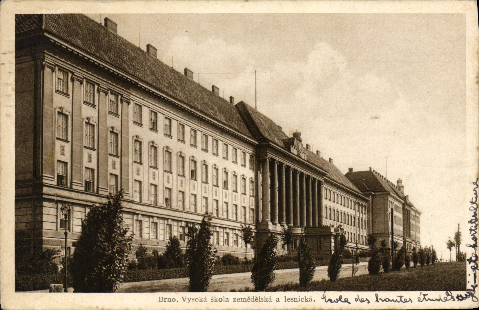 Escuela de Brno Vysoka Skola Zemodelska Lesnicka de la POSTAL de la VENDIMIA de los altos estudios