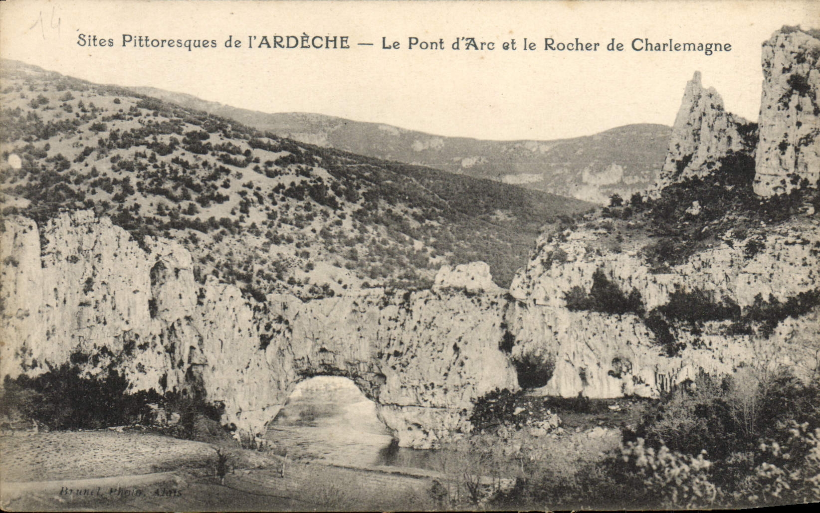 VINTAGE POSTCARD Picturesque Sites De I' Ardeche the Bridge Of Arc And the Rock De Charlemagne