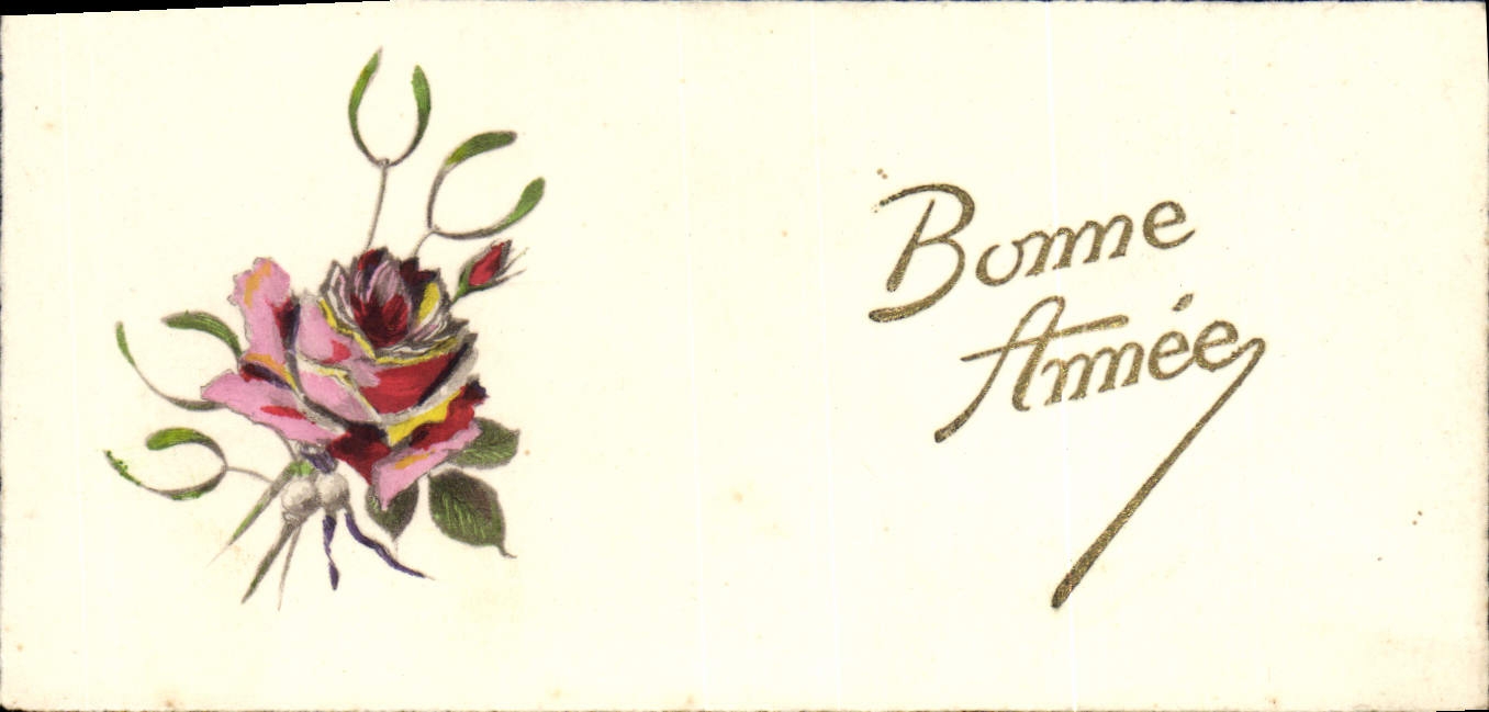 VINTAGE POSTCARD Fantasy Rose Flowers Happy New Year