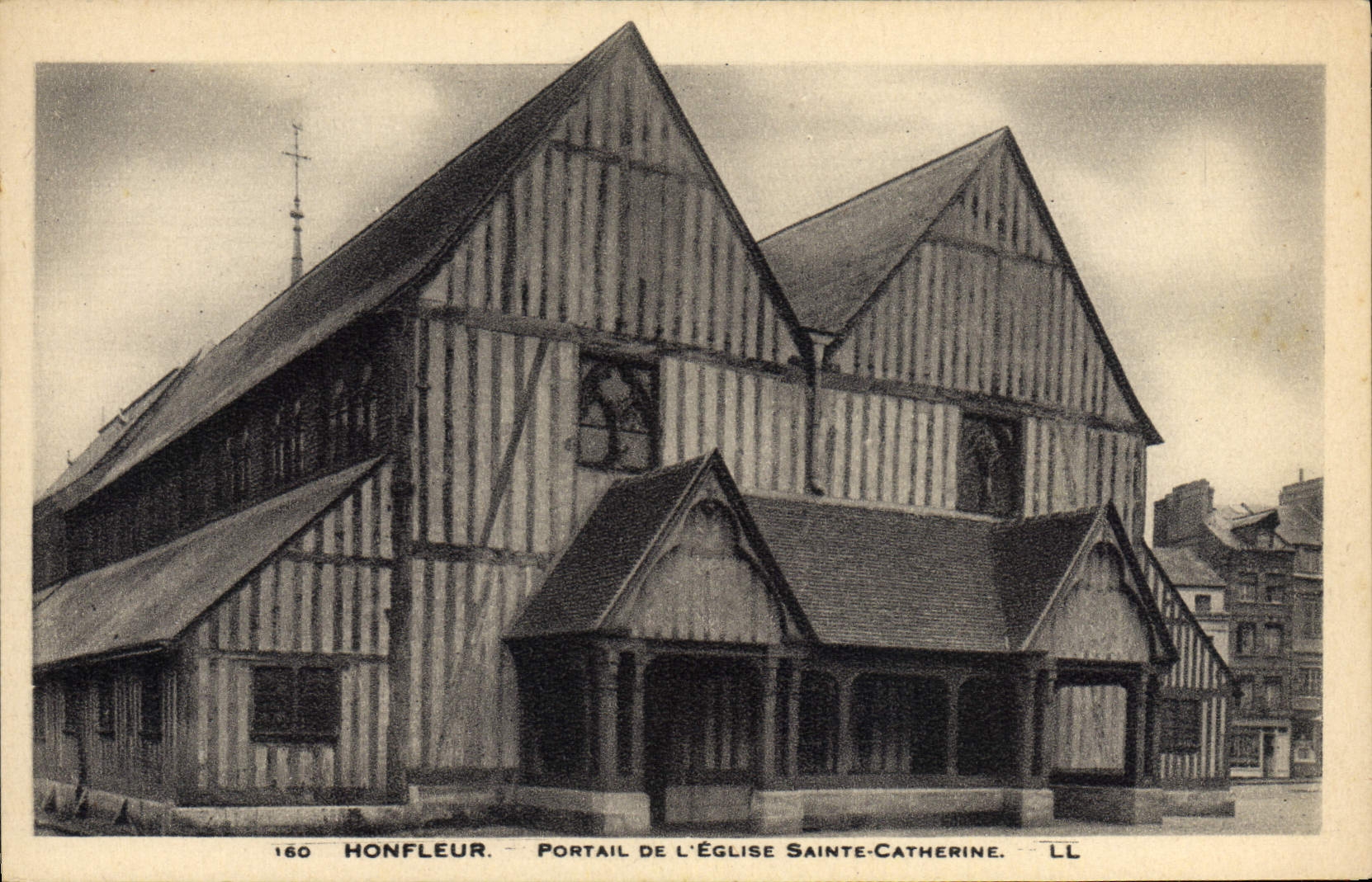 VINTAGE POSTCARD Honfleur Gate Of the Church Sainte Catherine