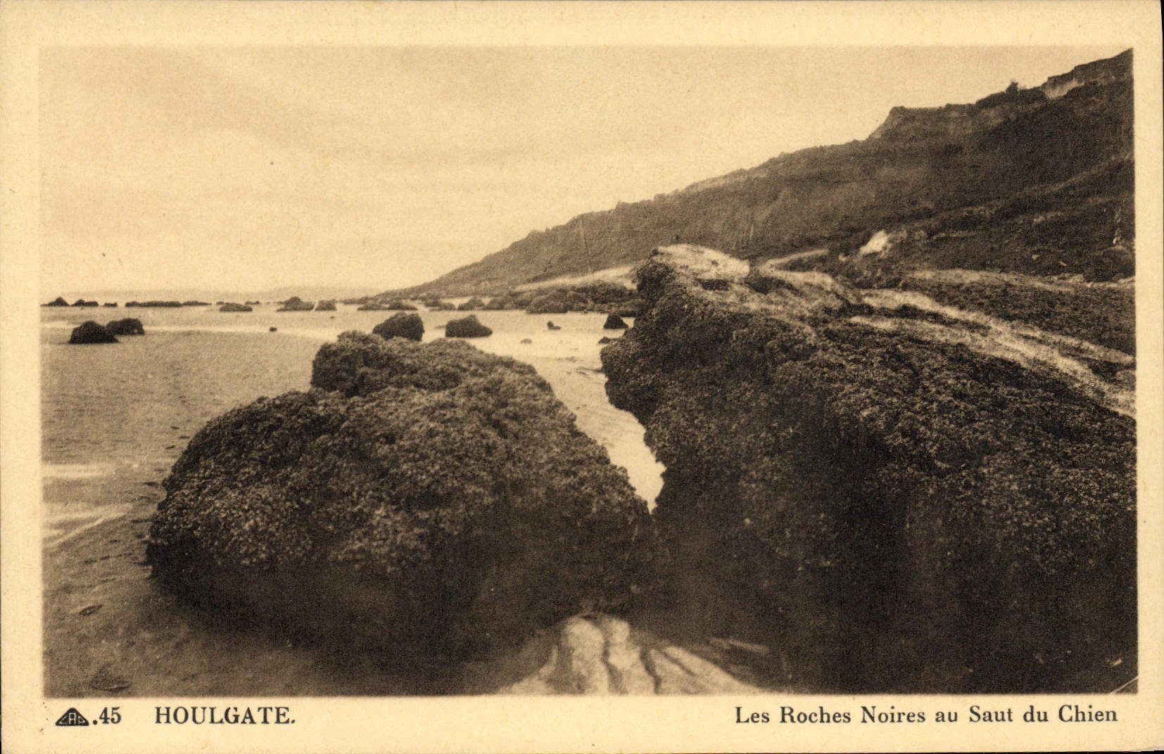 VINTAGE POSTCARD Houlgate Black Rocks With the Jump Of the Dog