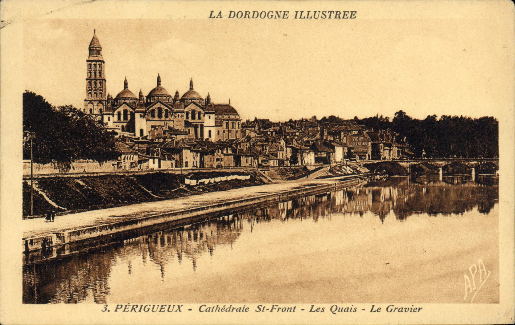 VINTAGE POSTCARD Périgueux Cathedral St Face Quays Gravel
