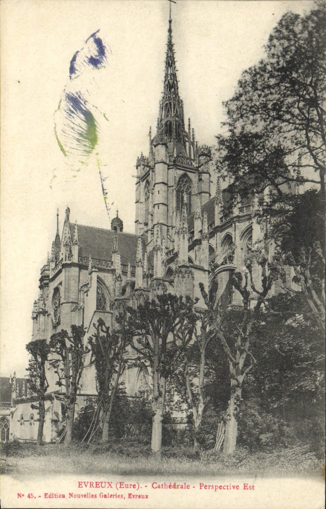VINTAGE POSTCARD Evreux Cathedrale Perspective Is