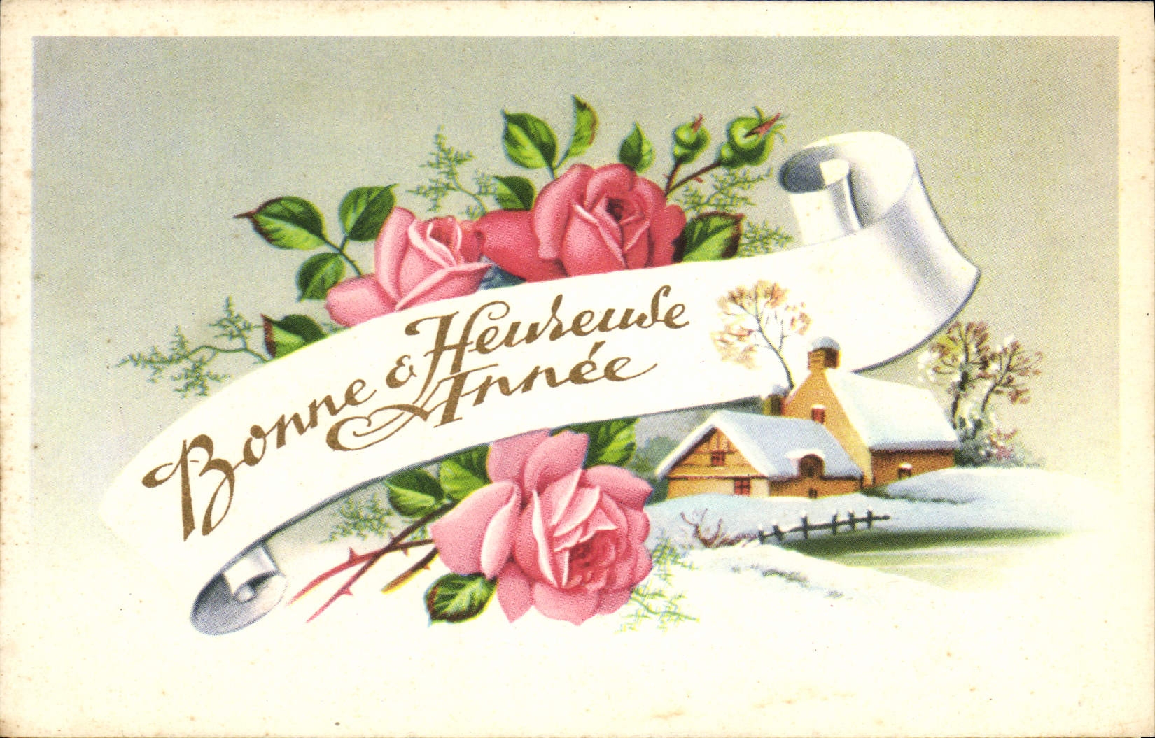 CPA Bonne et Heureuse Annee Fleurs 