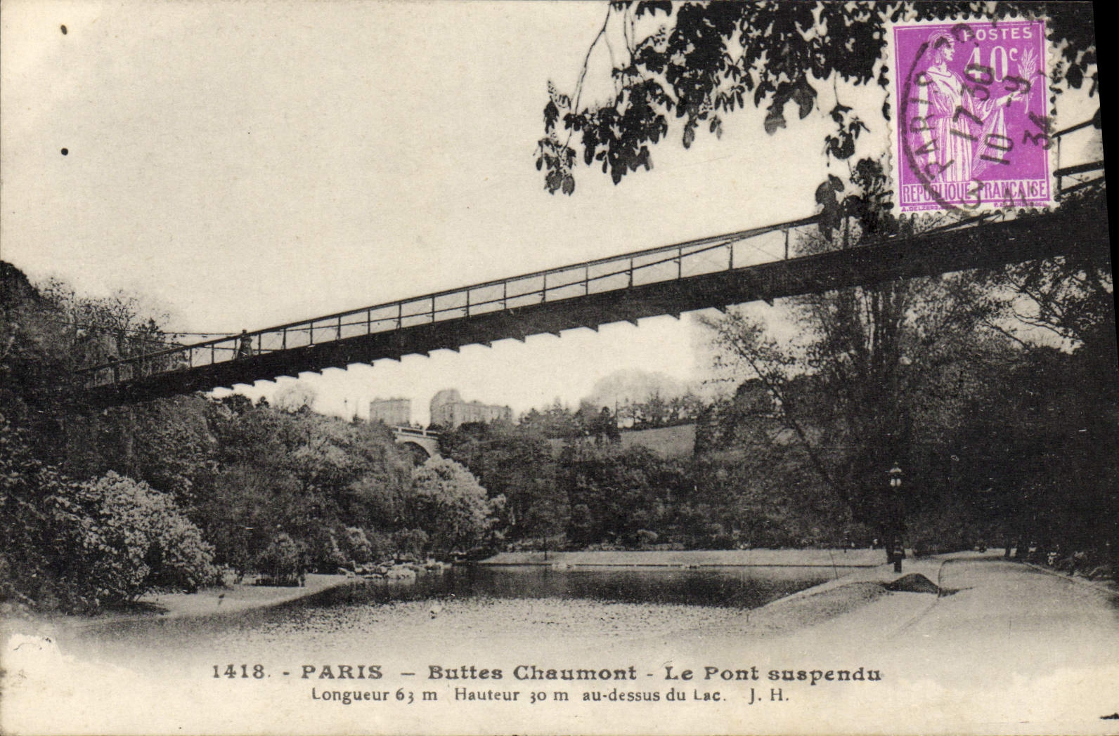 CPA Paris Buttes Chaumont Le Pont Suspendu
