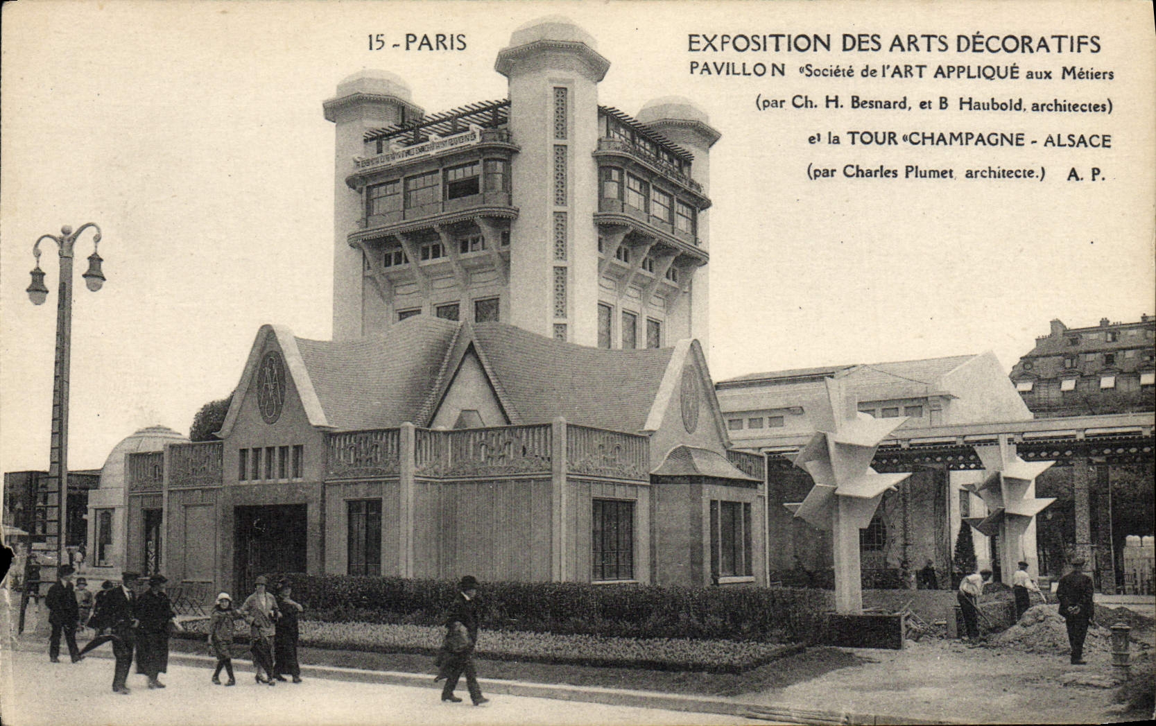 CPA Paris Exposition des Arts Decoratifs Pavillon et la Tour Champagne Alsace 