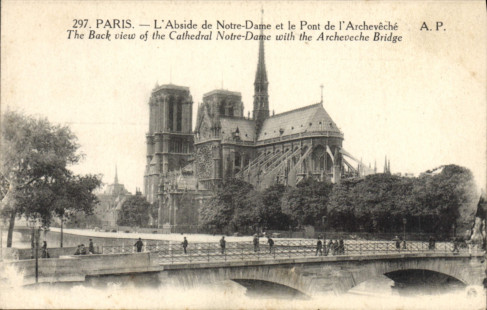 CPA Paris L'Abside De Notre Dame Et Le Pont De I'Archeveche