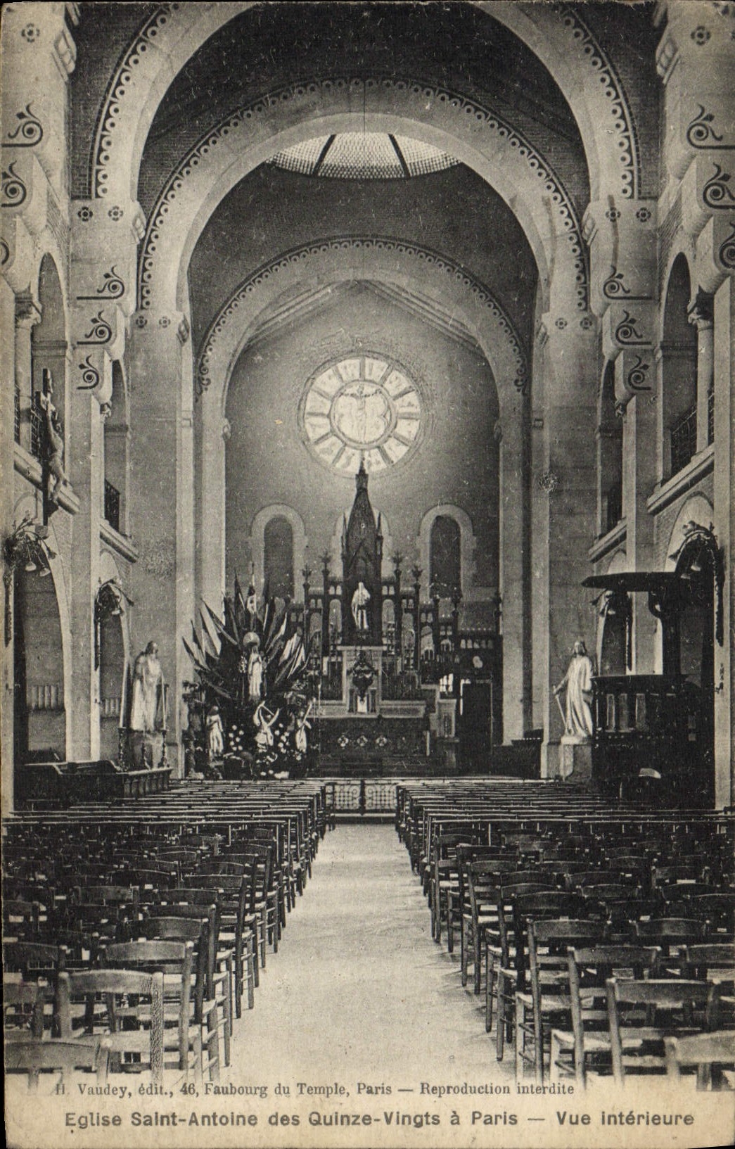 VINTAGE POSTCARD Paris Seen Interior Church Saint Antoine