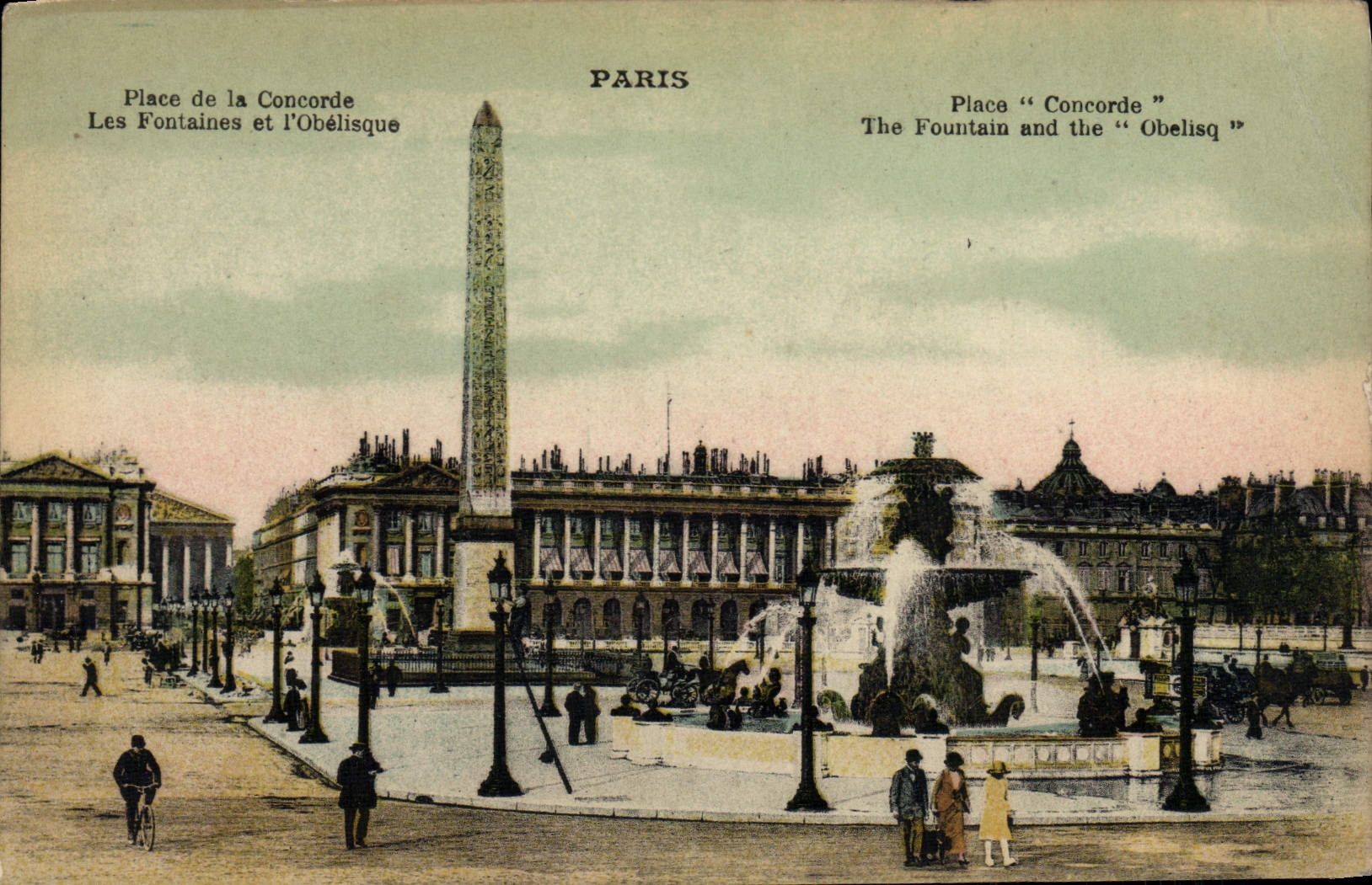 CPA Paris Place Concorde Les fontaines et l'obelisque 